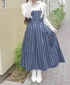 【アクシーズファム/axes femme】の蝶刺繍リボンストライプジャンスカ 紺|ID: prp329100004594722 ipo3291000000032643043