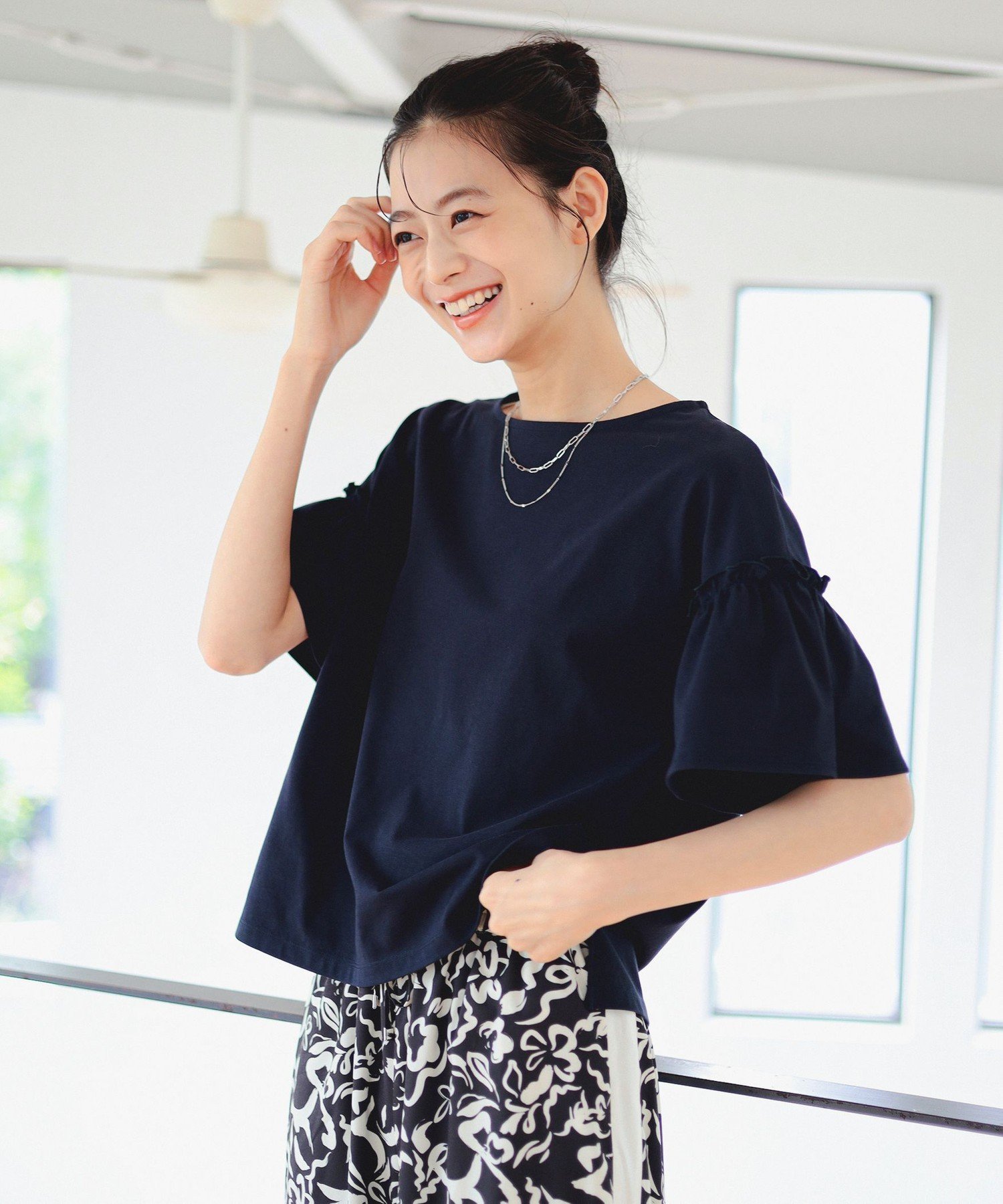 【ビーミングライフストアバイビームス/B:MING LIFE STORE by BEAMS】の袖フリル プルオーバー 25SS 着映え 体型カバー ウォッシャブル インテリア・キッズ・メンズ・レディースファッション・服の通販 founy(ファニー) 　ファッション　Fashion　レディースファッション　Ladies' Fashion Online　トップス・カットソー　Tops/Tshirt　プルオーバー　Pullover　2025年　2025　2025春夏・S/S　Ss,Spring/Summer,2025　おすすめ　Recommend　ウォッシャブル　Washable　キャミワンピース　Cami Dress　シンプル　Simple　スリーブ　Sleeve　フリル　Frills　ボックス　Box　エレガント 上品　Elegant　NAVY|ID: prp329100004594726 ipo3291000000032643076