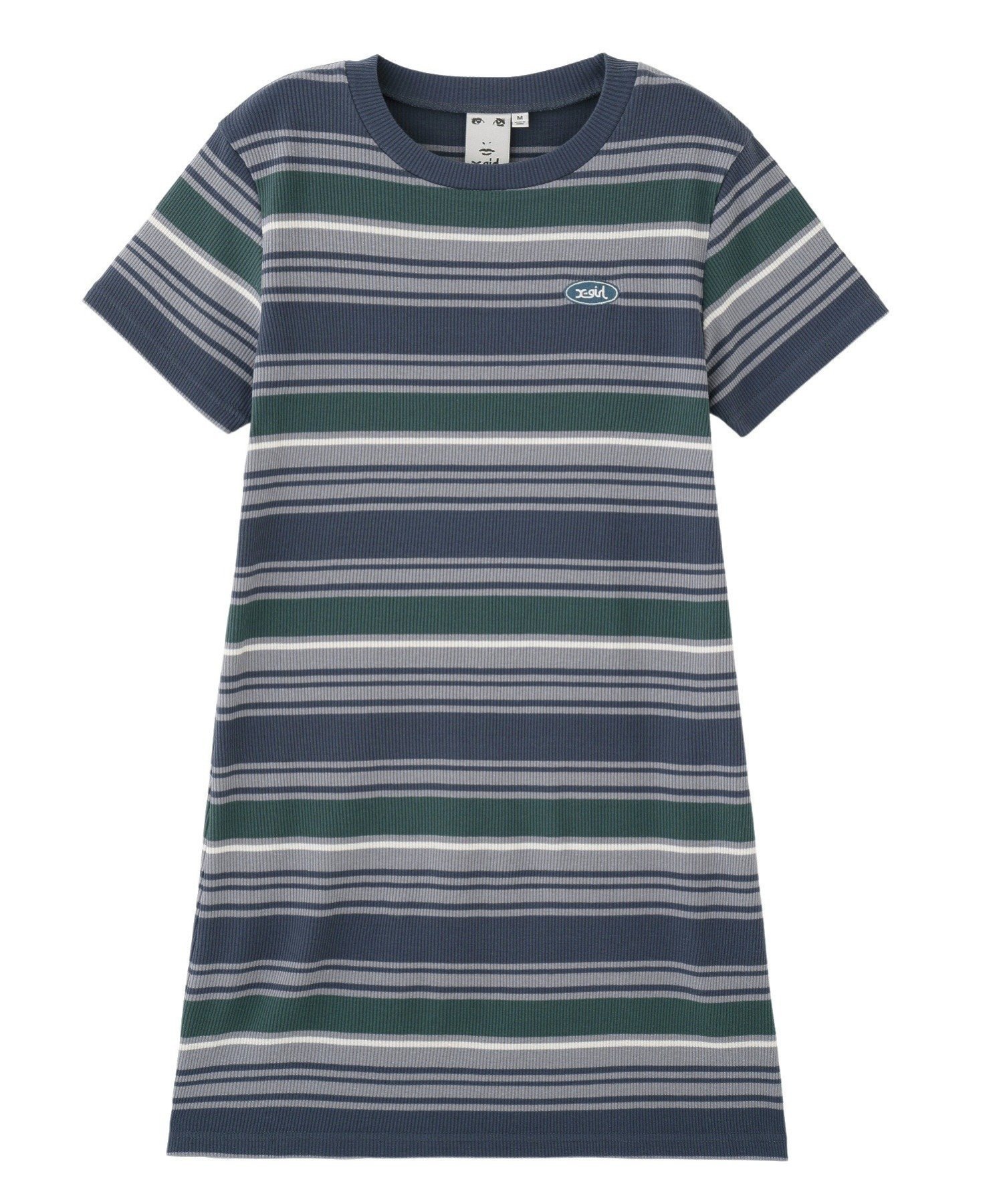 【エックスガール/X-girl】のSTRIPED FITTED S/S DRESS X-girl インテリア・キッズ・メンズ・レディースファッション・服の通販 founy(ファニー) 　ファッション　Fashion　レディースファッション　Ladies' Fashion Online　ワンピース　Dress　ドレス　Party Dresses　コンパクト　Compact　ボーダー　Border　ワンポイント　One Point　半袖　Short Sleeve　夏　Summer　S/S・春夏　Ss・Spring/Summer　NAVY|ID: prp329100004594802 ipo3291000000032643965