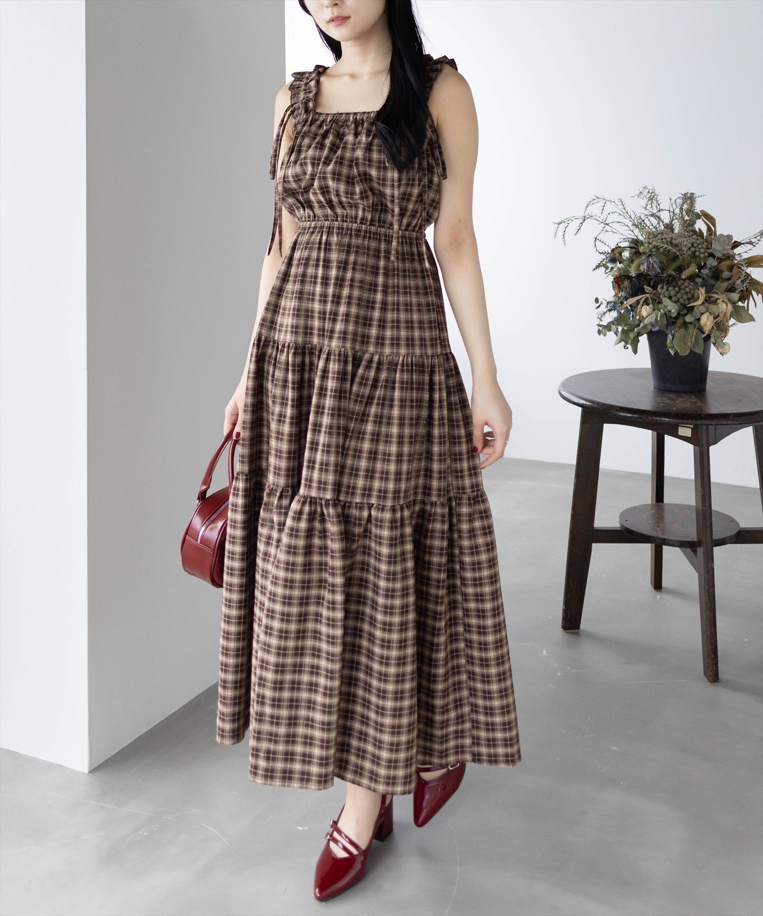 【クリア/clear】のリボンフリルキャミワンピース インテリア・キッズ・メンズ・レディースファッション・服の通販 founy(ファニー) 　ファッション　Fashion　レディースファッション　Ladies' Fashion Online　ワンピース　Dress　キャミワンピース　No Sleeve Dresses　おすすめ　Recommend　インナー　Inner　チェック　Check　フェミニン　Feminine　フリル　Frills　ロング　Long　夏　Summer　BRCH|ID: prp329100004594820 ipo3291000000032644287