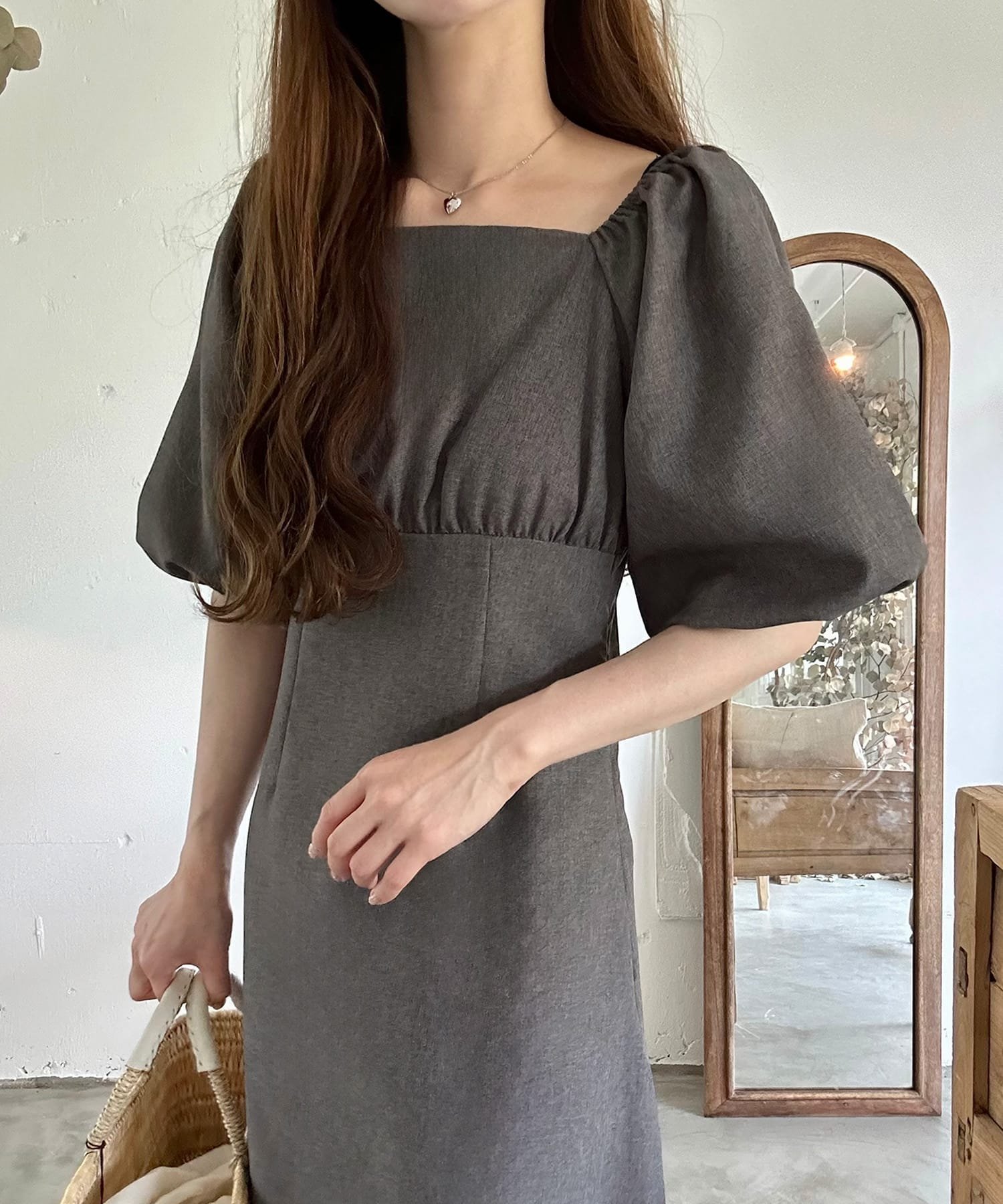 【ジュノア/JUNOAH】のオフショルフレアワンピース インテリア・キッズ・メンズ・レディースファッション・服の通販 founy(ファニー) 　ファッション　Fashion　レディースファッション　Ladies' Fashion Online　ワンピース　Dress　チャコール|ID: prp329100004594833 ipo3291000000032644551