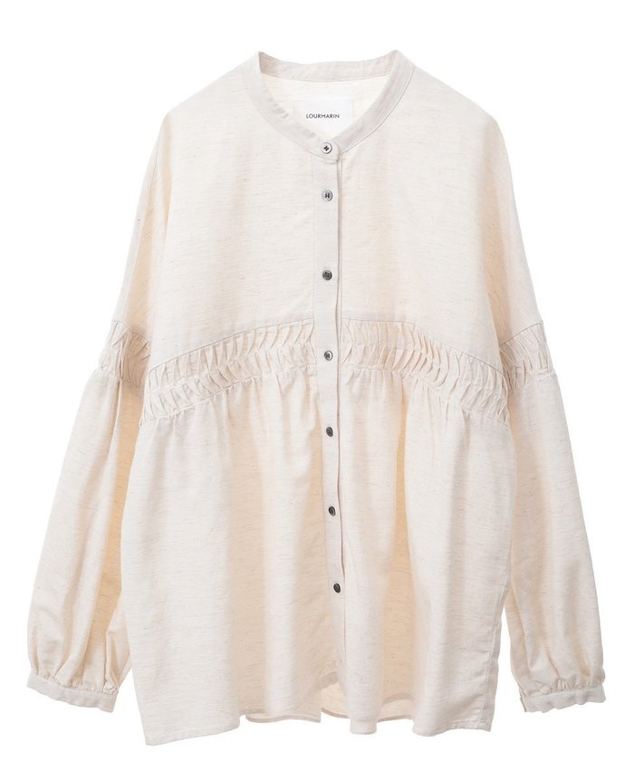 【メルローズ クレール/MELROSE claire】の【LOURMARIN】バンドカラータックブラウス インテリア・キッズ・メンズ・レディースファッション・服の通販 founy(ファニー) https://founy.com/ ファッション Fashion レディースファッション Ladies' Fashion Online トップス・カットソー Tops/Tshirt シャツ/ブラウス Shirts/Blouses ショート Short バランス Balance 羽織 Haori |ID: prp329100004594868 ipo3291000000032644987