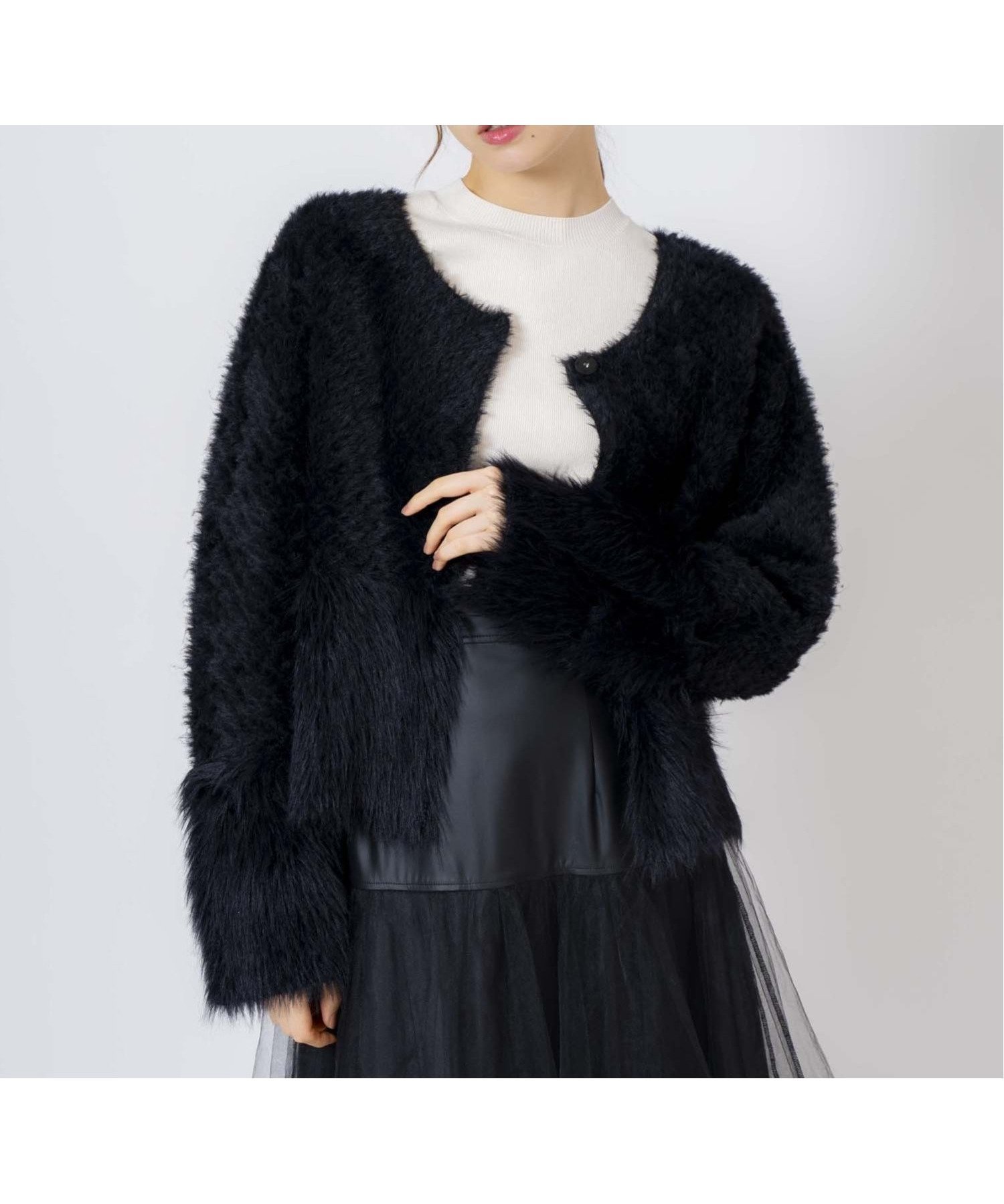 【ノエラ/Noela】の切替シャギージャケット インテリア・キッズ・メンズ・レディースファッション・服の通販 founy(ファニー) 　ファッション　Fashion　レディースファッション　Ladies' Fashion Online　アウター　Coat Outerwear　ジャケット　Jackets　ジャケット　Jacket　フロント　Front　ポケット　Pocket　切替　Switching　ブラック|ID: prp329100004594874 ipo3291000000032645106