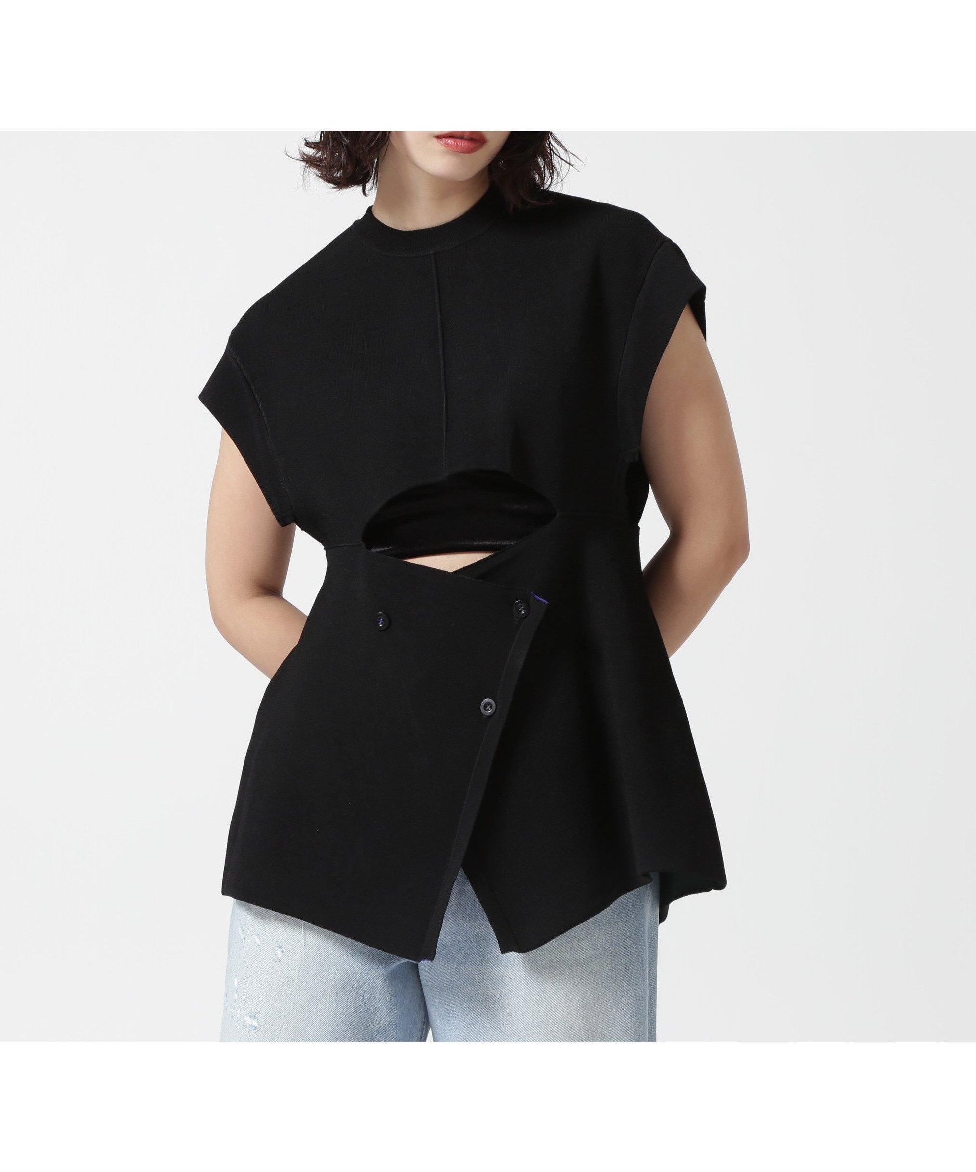 【ロイヤルフラッシュ/ROYAL FLASH】のUN3D./アンスリード/MULTICOLOR 2WAY CAPE VEST/2WAYケープベスト インテリア・キッズ・メンズ・レディースファッション・服の通販 founy(ファニー) 　ファッション　Fashion　レディースファッション　Ladies' Fashion Online　アウター　Coat Outerwear　トップス・カットソー　Tops/Tshirt　ベスト/ジレ　Gilets/Vests　ダブル　Double　バランス　Balance　フェイス　Face　プリーツ　Pleats　ベスト　Vest　ラップ　Wrap　今季　This Season　ブラック|ID: prp329100004594889 ipo3291000000032645285