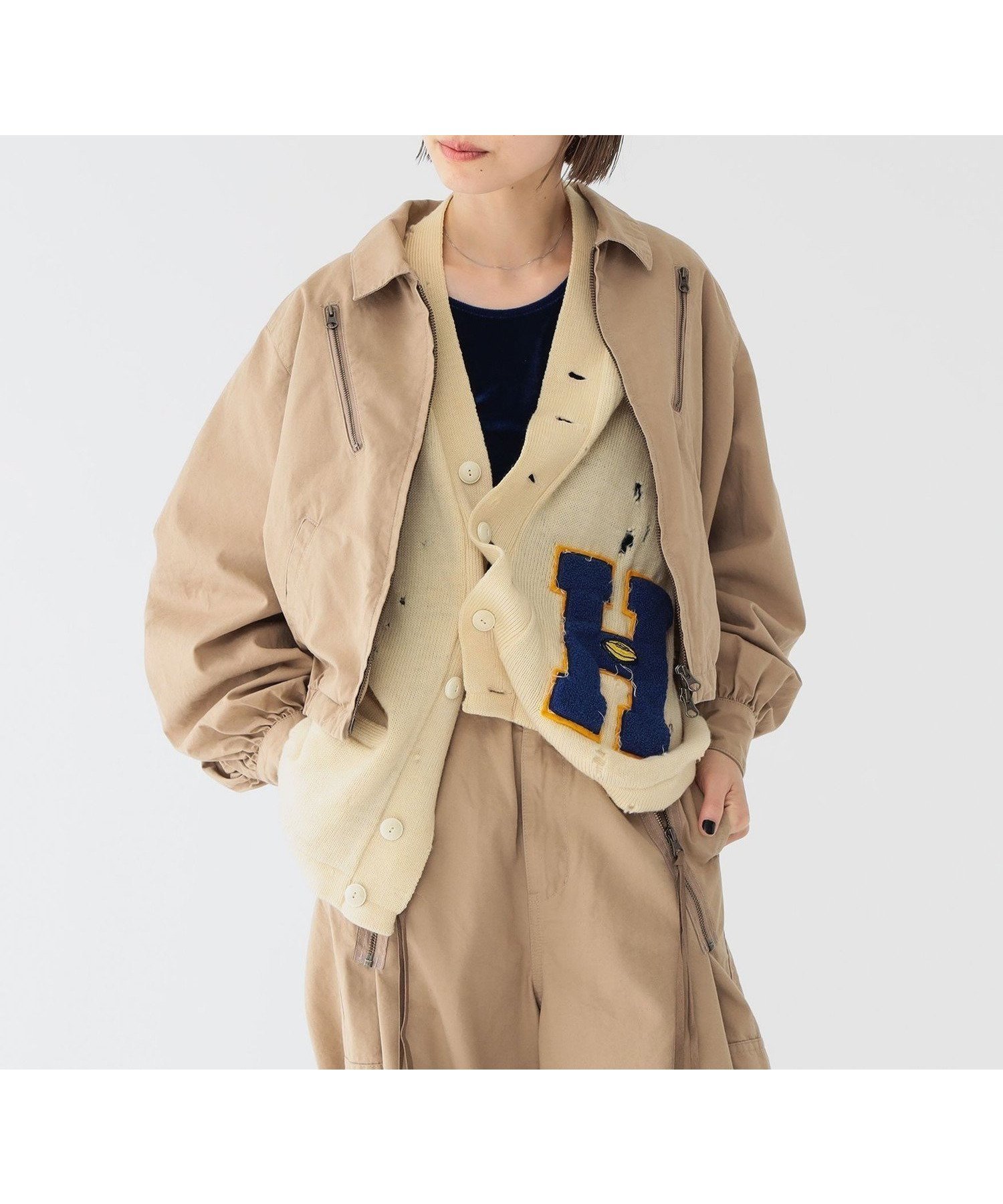 【ビームス ウイメン/BEAMS】のmaturely / コットン シルク ジッパー ブルゾン インテリア・キッズ・メンズ・レディースファッション・服の通販 founy(ファニー) 　ファッション　Fashion　レディースファッション　Fashion for Women　アウター　Coat / Outerwear Collection　ブルゾンジャケット・スポーティアウター　Blouson Jackets　インナー　Innerwear　カーゴパンツ　Cargo Pants, Utility Pants　ギャザー　Gathered, Ruffled　コンパクト　Compact, Small Size　ショート　Short, Short Length　シルク　Silk, 100% Silk　スウェット / スエット　Sweatshirt, Sweatwear　セットアップ　Set-Up, Coordinated Outfit　ネップ　Nepp, Slub Yarn　バランス　Balance, Style Balance　ブルゾン　Blouson, Bomber Jacket　ロング　Long, Long-Length　ワイド　Wide, Wide Fit　おすすめ　Recommended / Our Picks　エレガント 上品　Elegant　BEIGE|ID: prp329100004594893 ipo3291000000032645307