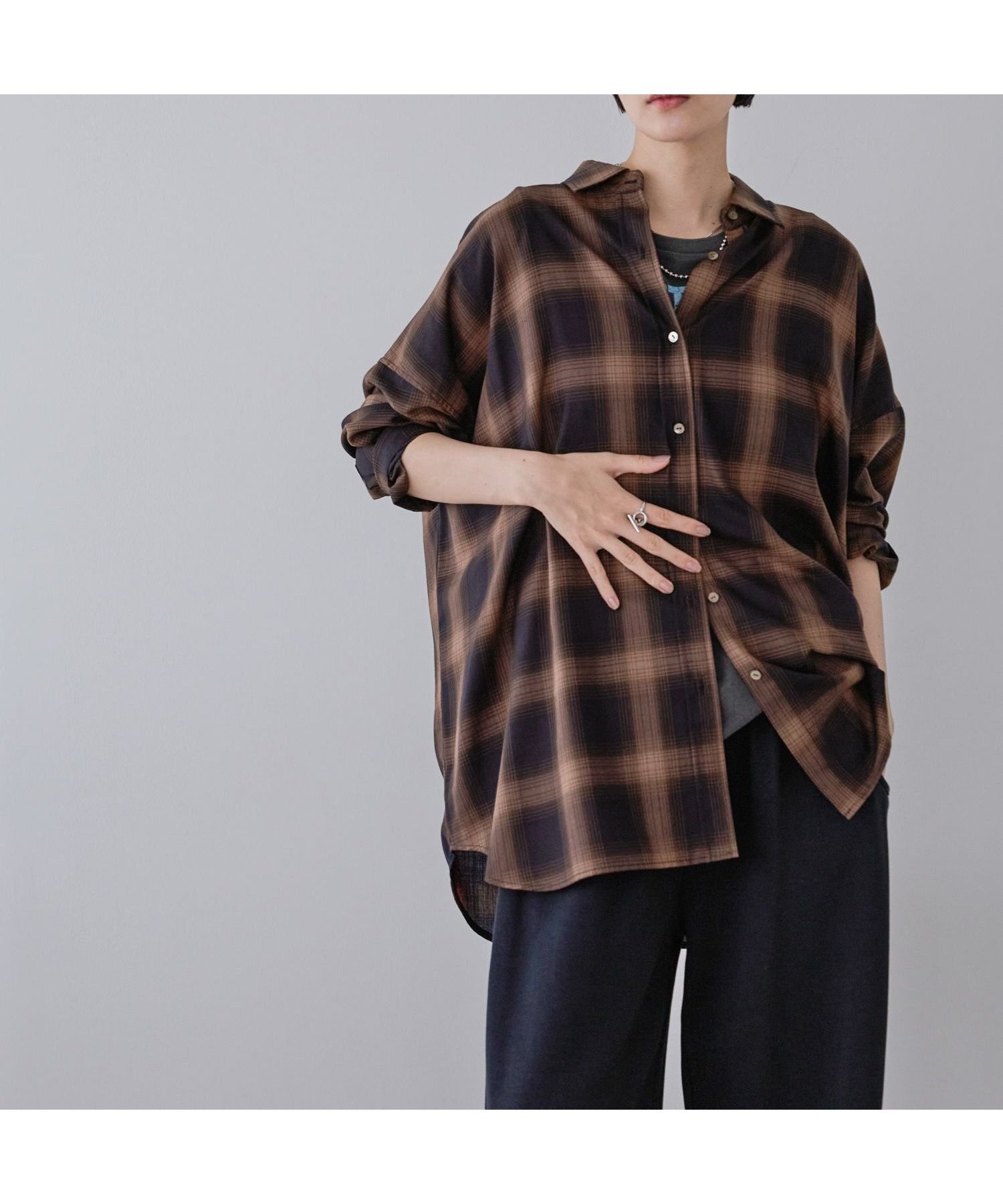 【ジーナシス/JEANASiS】のアソートチェックシャツLS インテリア・キッズ・メンズ・レディースファッション・服の通販 founy(ファニー) 　ファッション　Fashion　レディースファッション　Fashion for Women　トップス・カットソー　Cut & Sew Tops　シャツ・ブラウス・オフィスカジュアル　Elegant Blouses & Button-Ups　インナー　Innerwear　秋　Autumn　シンプル　Simple, Minimal　チェック　Check, Plaid, Tartan　トレンド　Trend, Trending Now　定番　Standard, Basic Item　ワイド　Wide, Wide Fit　おすすめ　Recommended / Our Picks　ブラウン系その他|ID: prp329100004594908 ipo3291000000033507836
