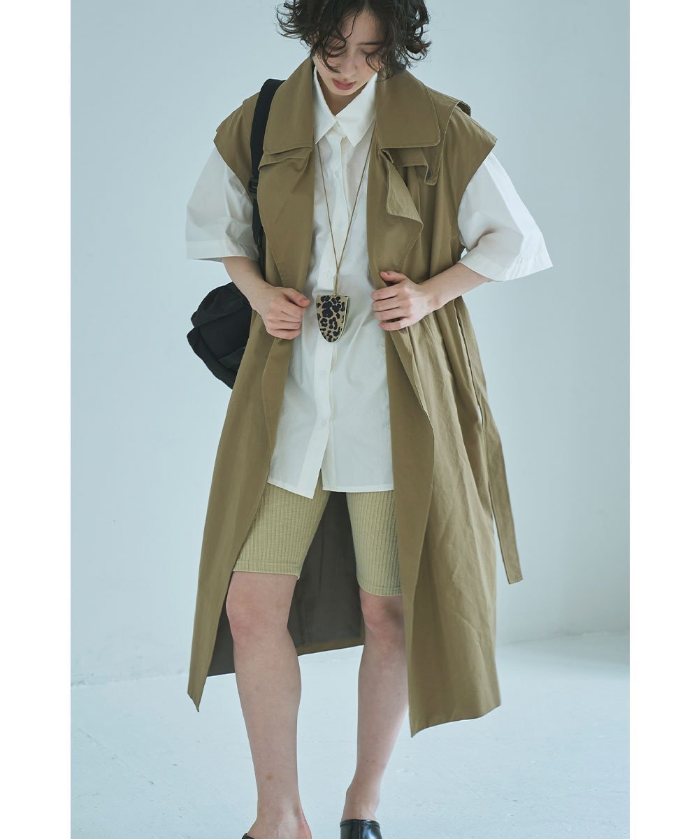 【マージュール/marjour】のTRENCH LONG VEST インテリア・キッズ・メンズ・レディースファッション・服の通販 founy(ファニー) 　ファッション　Fashion　レディースファッション　Fashion for Women　アウター　Coat / Outerwear Collection　トップス・カットソー　Cut & Sew Tops　ベスト&ジレ / 重ね着スタイル　Vests & Gilets　春　Spring　ショルダー　Shoulder, Shoulder Strap　スウェット / スエット　Sweatshirt, Sweatwear　ストレッチ　Stretch, Stretchy Fabric　タンク　Tank Top, Sleeveless Top　トッパー　Topper, Light Cardigan　トレンチ　Trench, Trench Coat　ドロップ　Drop Shoulder, Dropped Style　ベスト　Vest, Waistcoat　ポケット　Pocket, Pocket Detail　A/W・秋冬　Autumn/Winter　S/S・春夏　SS, Spring/Summer, Warm Season　夏　Summer　BROWN BEIGE|ID: prp329100004594922 ipo3291000000032645557