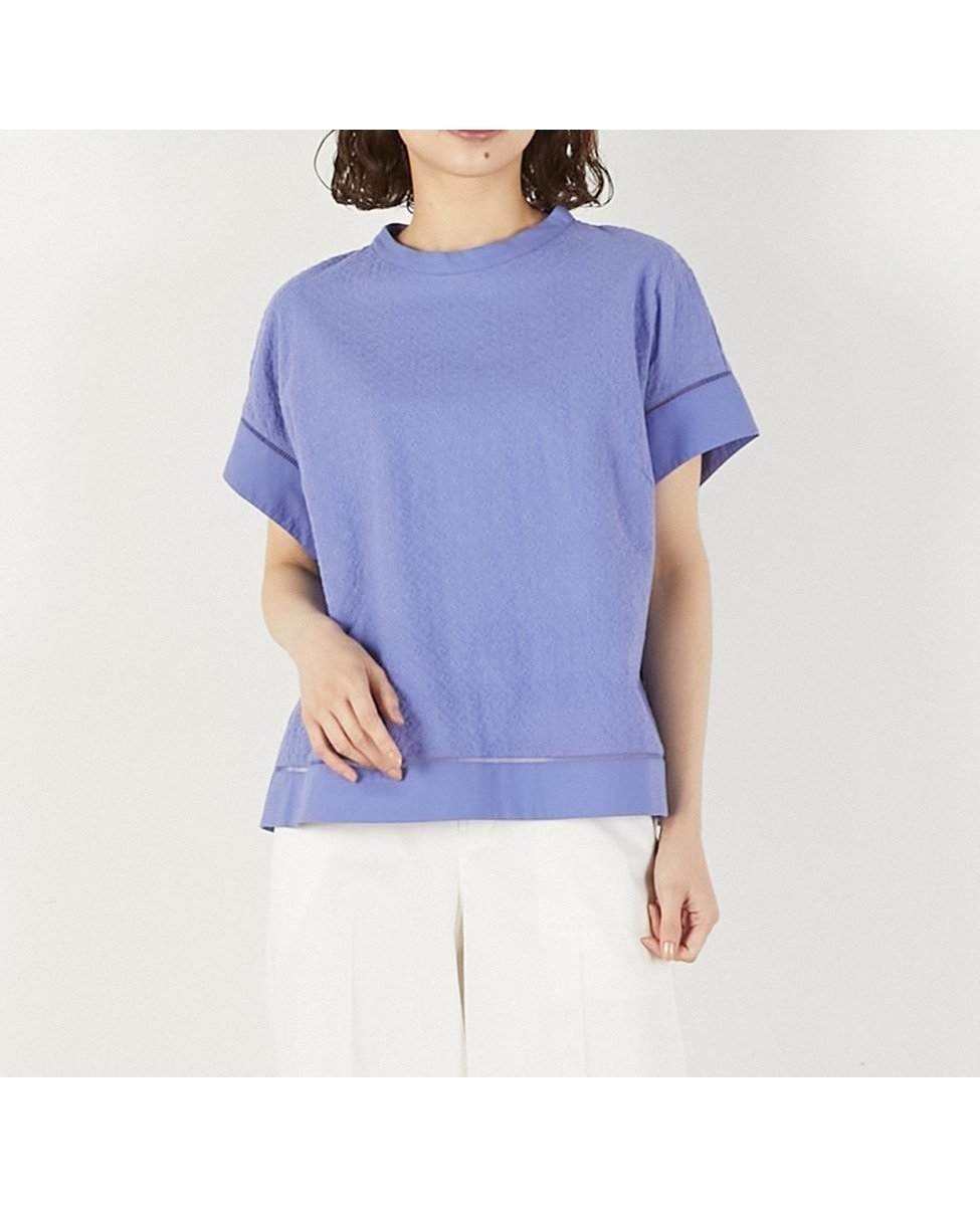 【メルローズ クレール/MELROSE claire】のコットンレースブラウス インテリア・キッズ・メンズ・レディースファッション・服の通販 founy(ファニー) 　ファッション　Fashion　レディースファッション　Ladies' Fashion Online　トップス・カットソー　Tops/Tshirt　シャツ/ブラウス　Shirts/Blouses　シンプル　Simple　スタンド　Stand　ブロード　Broad　ブルー|ID: prp329100004594961 ipo3291000000032646240