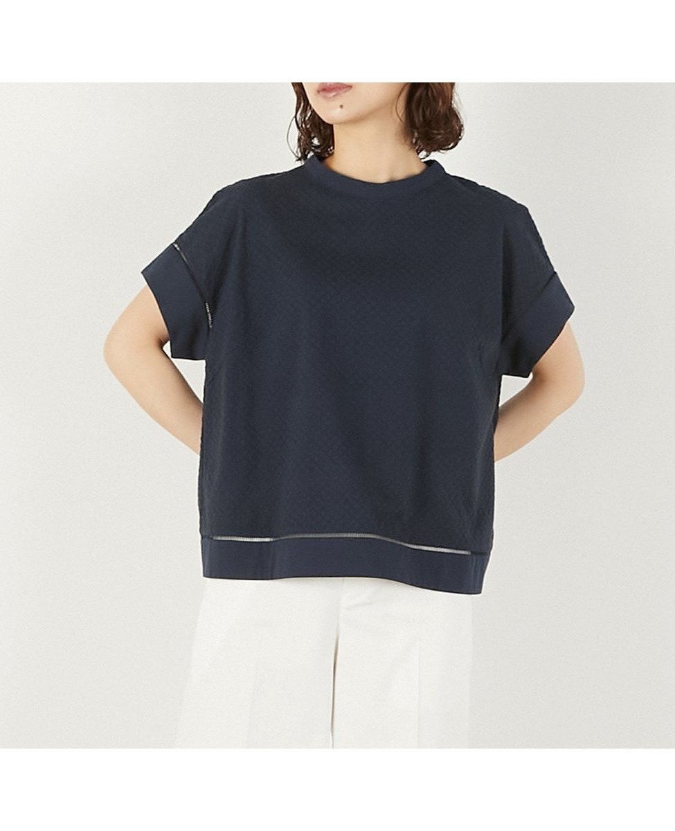 【メルローズ クレール/MELROSE claire】のコットンレースブラウス インテリア・キッズ・メンズ・レディースファッション・服の通販 founy(ファニー) 　ファッション　Fashion　レディースファッション　Ladies' Fashion Online　トップス・カットソー　Tops/Tshirt　シャツ/ブラウス　Shirts/Blouses　シンプル　Simple　スタンド　Stand　ブロード　Broad　ネイビー|ID: prp329100004594961 ipo3291000000032646242
