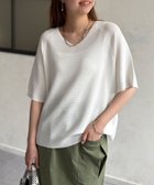 【シェトワ/Chez toi】のNEW Vネック5分袖シャリニットプルオーバー ホワイト|ID: prp329100004594986 ipo3291000000032646632