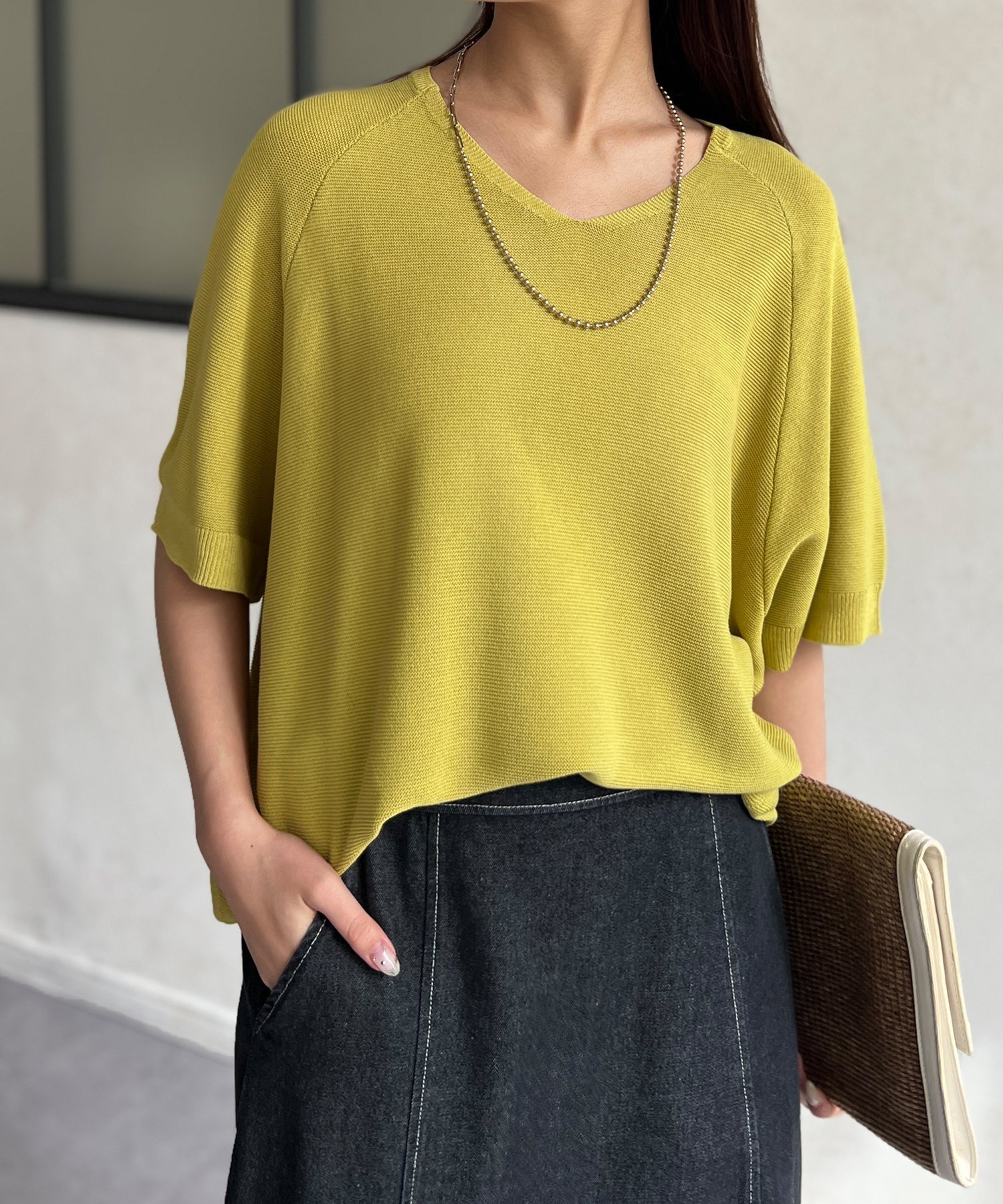 【シェトワ/Chez toi】のNEW Vネック5分袖シャリニットプルオーバー インテリア・キッズ・メンズ・レディースファッション・服の通販 founy(ファニー) 　ファッション　Fashion　レディースファッション　Ladies' Fashion Online　トップス・カットソー　Tops/Tshirt　ニット　Knit Tops　プルオーバー　Pullover　Vネック　V-Neck　シンプル　Simple　ストライプ　Stripe　デコルテ　Decolletage　定番　Standard　フェミニン　Feminine　リラックス　Relax　ワイド　Wide　プチプライス・低価格　Affordable　おすすめ　Recommend　ライムグリーン|ID: prp329100004594986 ipo3291000000032646634