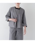 【ヒューマンウーマン/HUMAN WOMAN】の綿麻シャンブレーVネックブルゾン ネイビー|ID: prp329100004594998 ipo3291000000032646765
