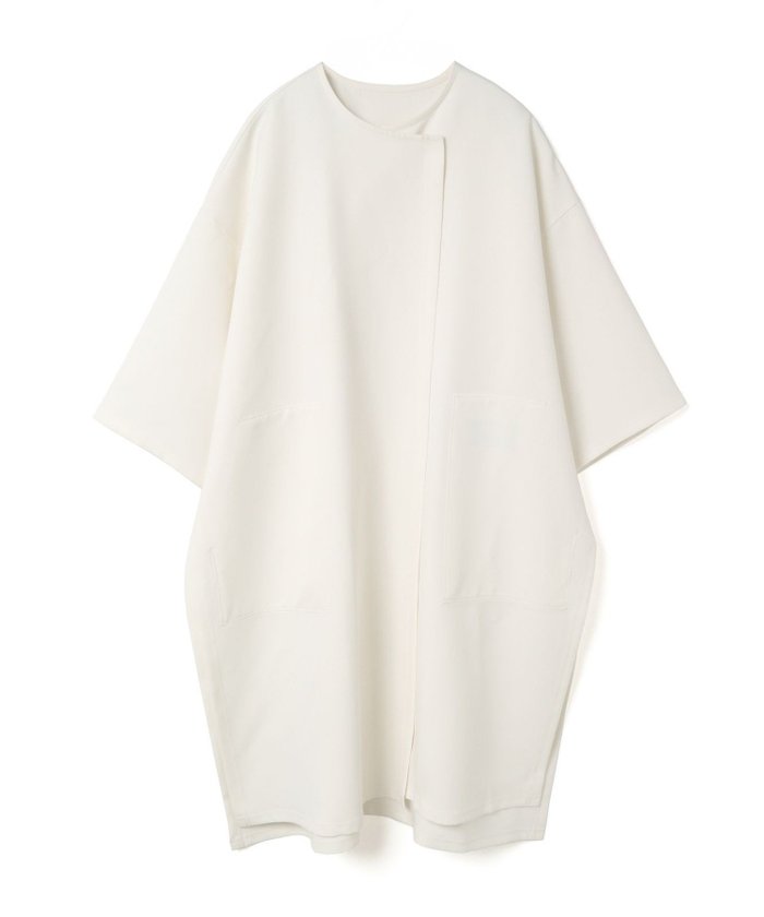 【マーコート/MARcourt】のmizuiro ind ノーカラーハーフスリーブコート インテリア・キッズ・メンズ・レディースファッション・服の通販 founy(ファニー) https://founy.com/ ファッション Fashion レディースファッション Ladies' Fashion Online アウター Coat Outerwear コート Coats スリット Slit ポケット Pocket 無地 Plain Color |ID: prp329100004595028 ipo3291000000032647104