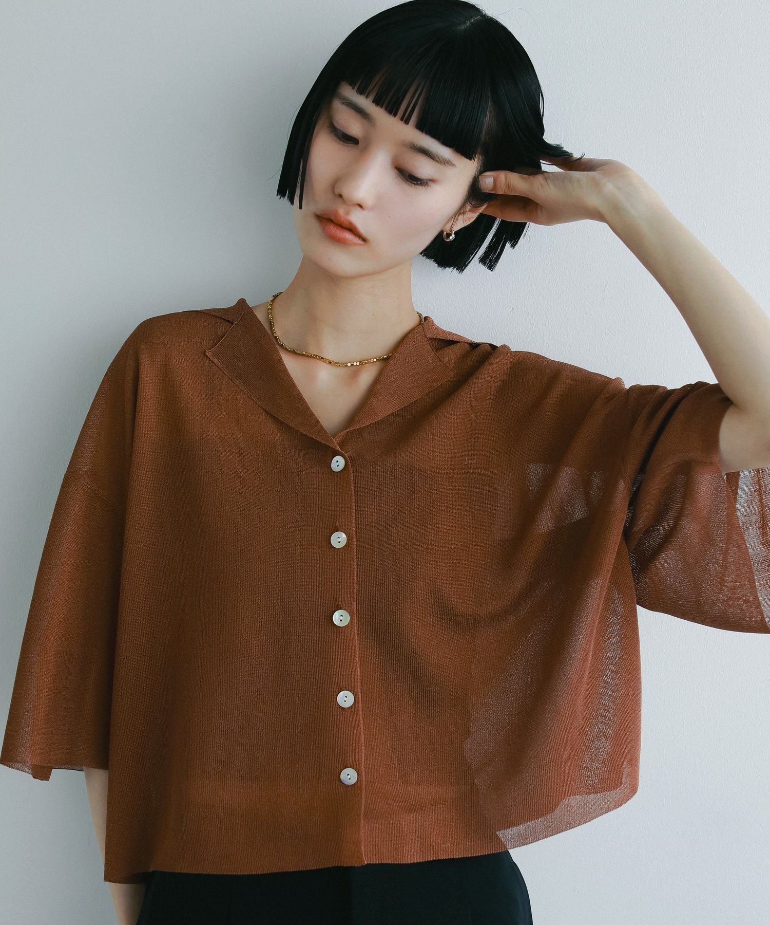 【その他のブランド/Other】のシアーカイキンニットカーディガン インテリア・キッズ・メンズ・レディースファッション・服の通販 founy(ファニー) 　ファッション　Fashion　レディースファッション　Fashion for Women　トップス・カットソー　Cut & Sew Tops　ニット　Knit Tops & Sweaters　カーディガン・羽織り　Layered Style Cardigans　シアー　Sheer, See-Through　フロント　Front, Front Design　夏　Summer　ブラウン53|ID: prp329100004595044 ipo3291000000032647384