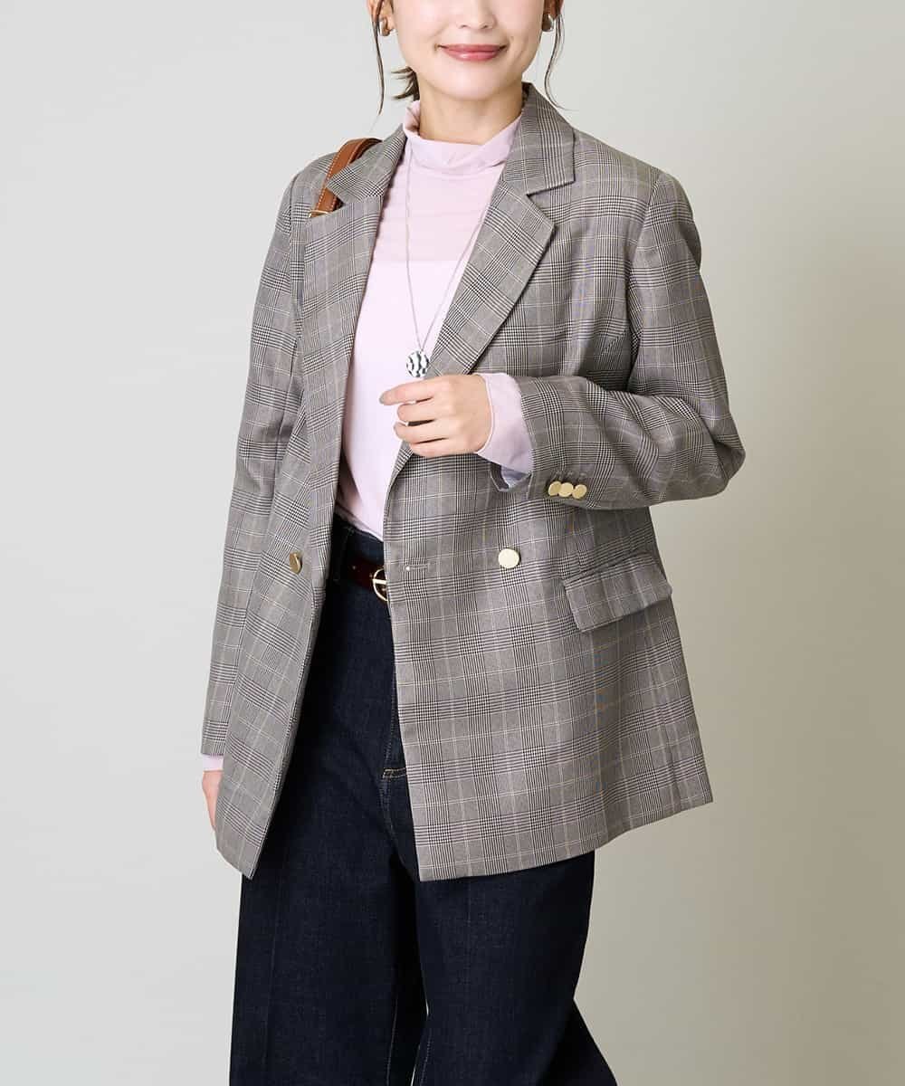 【アー ヴェー ヴェー/a.v.v】のダブルブレストジャケット インテリア・キッズ・メンズ・レディースファッション・服の通販 founy(ファニー) 　ファッション　Fashion　レディースファッション　Fashion for Women　アウター　Coat / Outerwear Collection　レディースジャケット・軽アウター　Jackets　秋　Autumn　ジャケット　Jacket, Outerwear　ストライプ　Stripe, Striped Pattern　ストレッチ　Stretch, Stretchy Fabric　チェック　Check, Plaid, Tartan　デニム　Denim, Jeans Material　定番　Standard, Basic Item　人気　Popular, Best Seller　フェミニン　Feminine, Girly　フレア　Flare, Flared　再入荷　Restock / Back in Stock　おすすめ　Recommended / Our Picks　ビジネス 仕事 通勤　Business / Work / Commuting　ベージュ|ID: prp329100004595049 ipo3291000000033632053