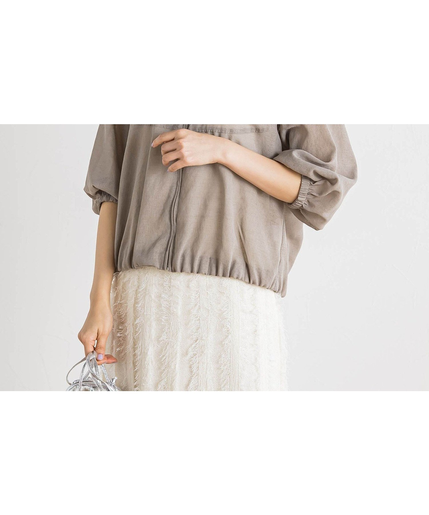 【ドロワット ロートレアモン/Droite Lautreamont】のシアー麻調合繊ブルゾン≪手洗い可能≫ インテリア・キッズ・メンズ・レディースファッション・服の通販 founy(ファニー) 　ファッション　Fashion　レディースファッション　Ladies' Fashion Online　アウター　Coat Outerwear　ブルゾン　Blouson/Jackets　シアー　Sheer　シンプル　Simple　バランス　Balance　バルーン　Balloon　ブルゾン　Blouson　ボトム　Bottom　夏　Summer　春　Spring　ライトグレー|ID: prp329100004595063 ipo3291000000032647830