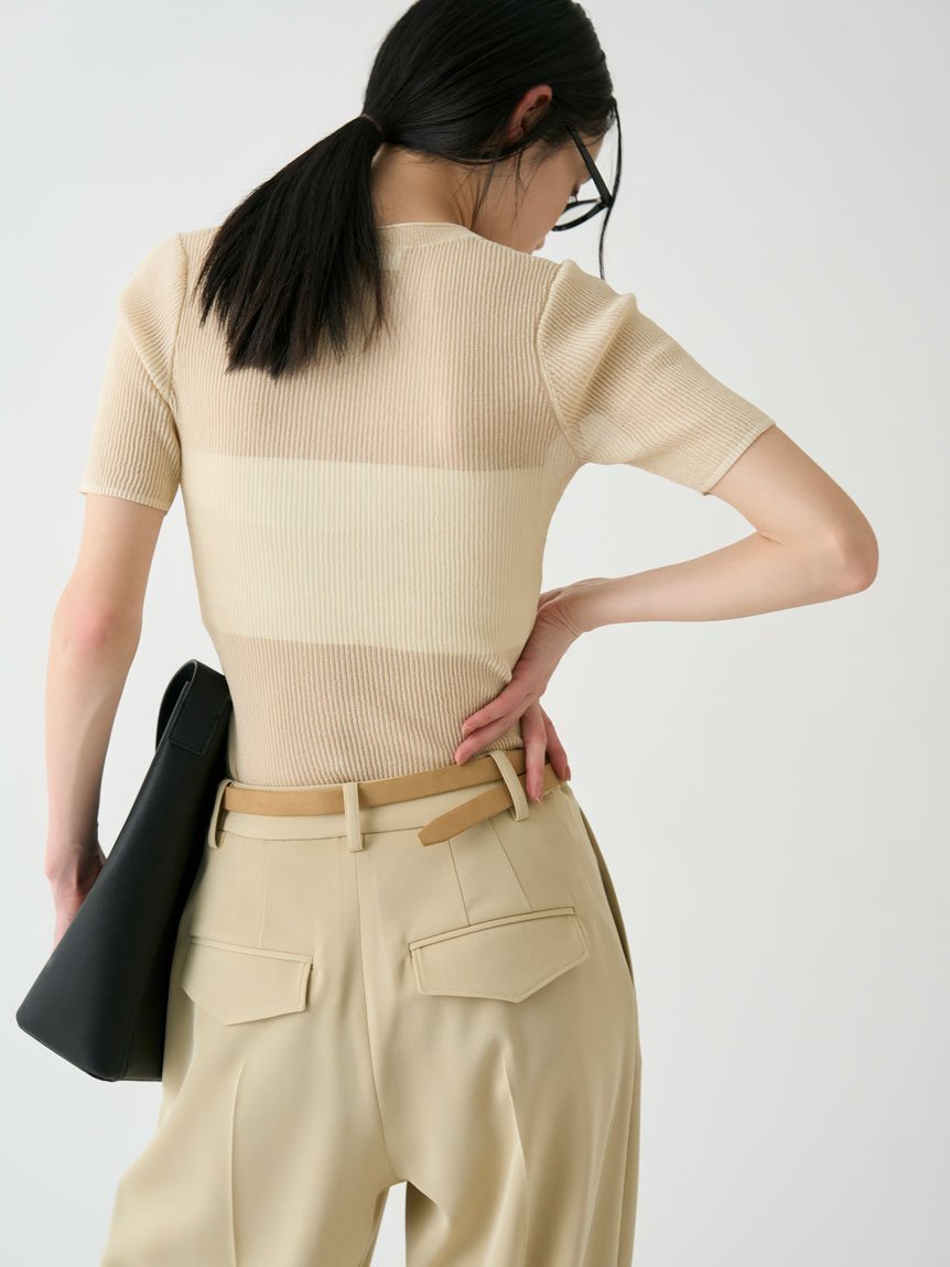 【ミースロエ/MIESROHE】のUネックハーフスリーブシアーNT 人気、トレンドファッション・服の通販 founy(ファニー) 　ファッション　Fashion　レディースファッション　Ladies' Fashion Online　シンプル　Simple　デコルテ　Decolletage　エレガント 上品　Elegant　 other-1|ID: prp329100004595073 ipo3291000000032647923