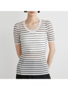 【ミースロエ/MIESROHE】のUネックハーフスリーブシアーNT 人気、トレンドファッション・服の通販 founy(ファニー) ファッション Fashion レディースファッション Ladies' Fashion Online シンプル Simple デコルテ Decolletage エレガント 上品 Elegant thumbnail BORDER[933]|ID: prp329100004595073 ipo3291000000032647931