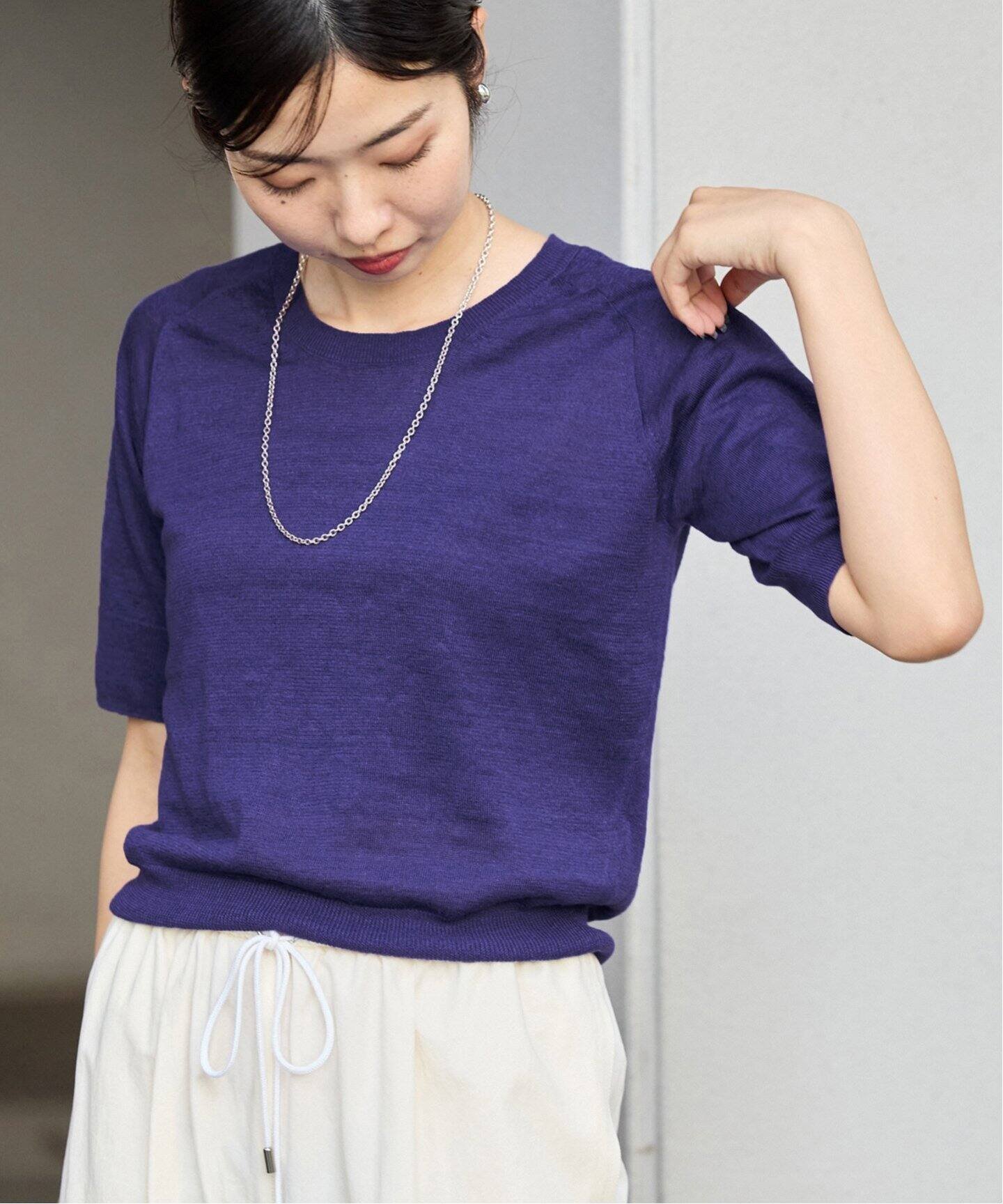 【イエナ/IENA】のフレンチリネンハーフスリーブプルオーバー インテリア・キッズ・メンズ・レディースファッション・服の通販 founy(ファニー) 　ファッション　Fashion　レディースファッション　Ladies' Fashion Online　トップス・カットソー　Tops/Tshirt　プルオーバー　Pullover　2025年　2025　2025春夏・S/S　Ss,Spring/Summer,2025　おすすめ　Recommend　アンサンブル　Ensemble　カーディガン　Cardigan　フランス　France　フレンチ　French　リネン　Linen　定番　Standard　楽ちん　Easy　パープル|ID: prp329100004595249 ipo3291000000032650885