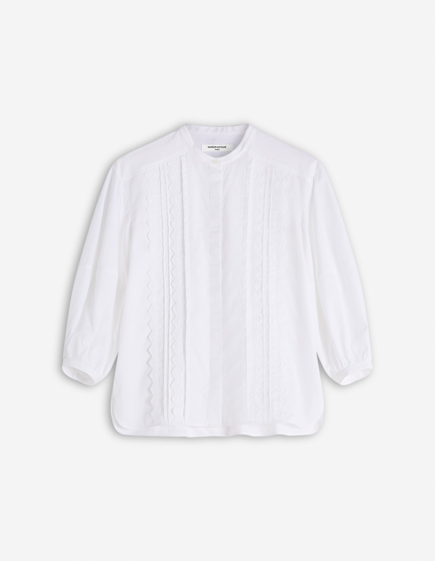 【メゾン キツネ/MAISON KITSUNE】のMAISON KITSUNE/CRAFTED EMBROIDERY MAXI SLEEVE SHIRT 人気、トレンドファッション・服の通販 founy(ファニー) 　ファッション　Fashion　レディースファッション　Ladies' Fashion Online　トップス・カットソー　Tops/Tshirt　シャツ/ブラウス　Shirts/Blouses　ギャザー　Gather　バルーン　Balloon　フォックス　Fox　フロント　Front　プリーツ　Pleats　夏　Summer　S/S・春夏　Ss・Spring/Summer　無地　Plain Color　長袖　Long Sleeve　 other-1|ID: prp329100004595263 ipo3291000000032651099