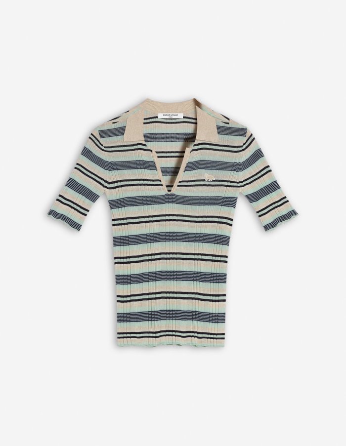 【メゾン キツネ/MAISON KITSUNE】のMaison Kitsune/FINE RIB STRIPED POLO インテリア・キッズ・メンズ・レディースファッション・服の通販 founy(ファニー) https://founy.com/ ファッション Fashion レディースファッション Ladies' Fashion Online パッチ Patch フィット Fit ポロシャツ Polo Shirt 半袖 Short Sleeve 夏 Summer S/S・春夏 Ss・Spring/Summer |ID: prp329100004595266 ipo3291000000032651152