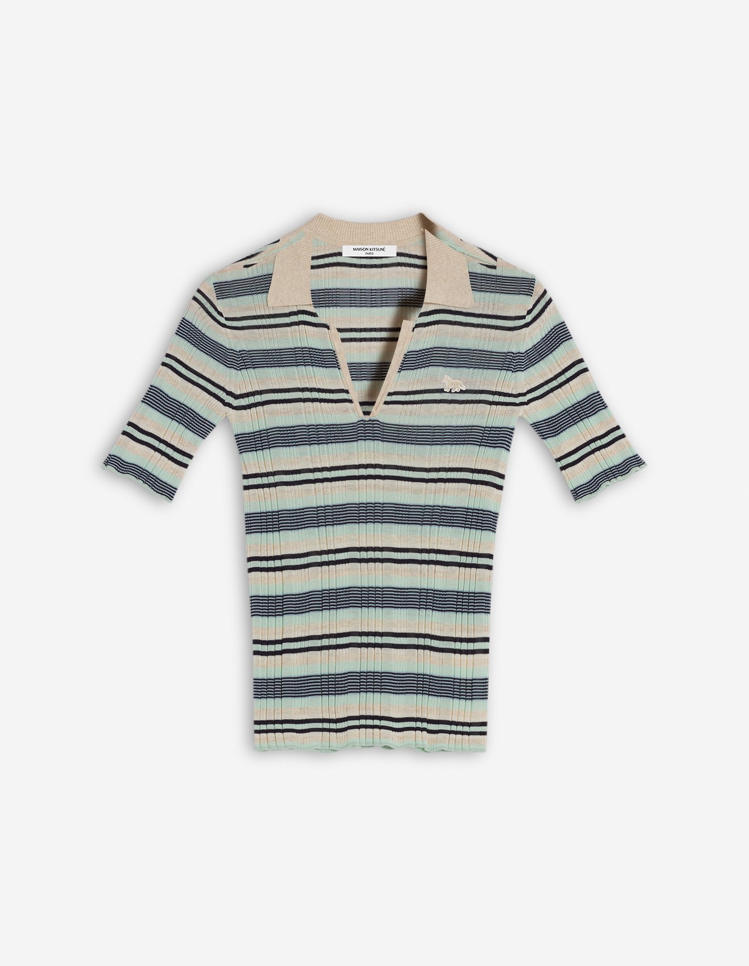 【メゾン キツネ/MAISON KITSUNE】のMaison Kitsune/FINE RIB STRIPED POLO 人気、トレンドファッション・服の通販 founy(ファニー) 　ファッション　Fashion　レディースファッション　Ladies' Fashion Online　パッチ　Patch　フィット　Fit　ポロシャツ　Polo Shirt　半袖　Short Sleeve　夏　Summer　S/S・春夏　Ss・Spring/Summer　 other-1|ID: prp329100004595266 ipo3291000000032651152