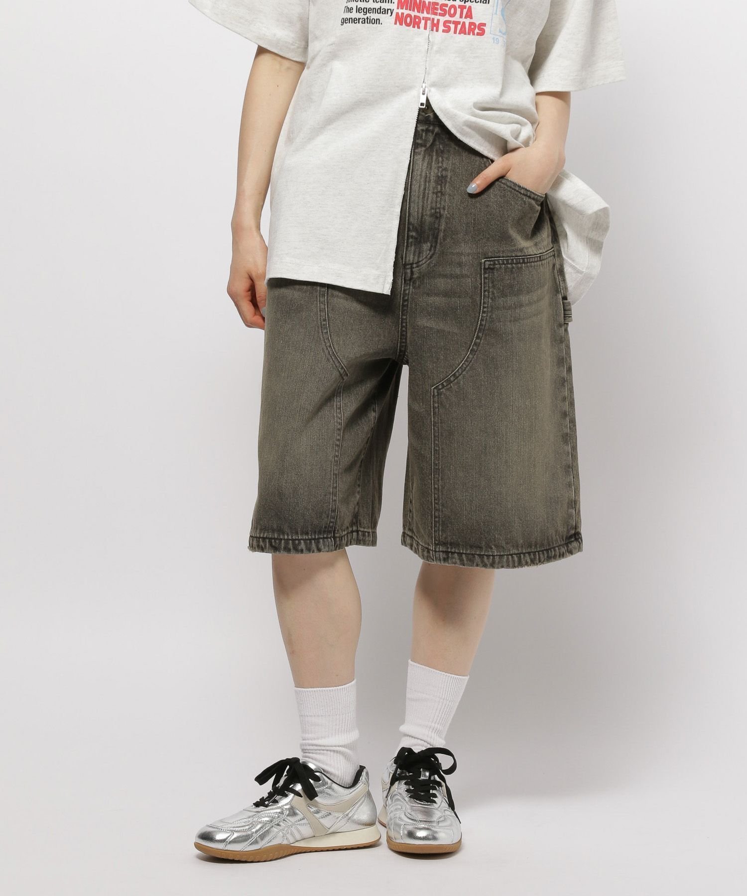 【ニコアンド/niko and】のNKJ 2025AW DOUBLE KNEE HARF PANTS インテリア・キッズ・メンズ・レディースファッション・服の通販 founy(ファニー) 　ファッション　Fashion　レディースファッション　Fashion for Women　パンツ　Pants & Trousers　ソックス　Socks, Hosiery　デニム　Denim, Jeans Material　ハーフ　Half, Half-Length　ワイド　Wide, Wide Fit　おすすめ　Recommended / Our Picks　2025年　2025　2025-2026秋冬・A/W　Autumn/Winter 2025–26 AW25–26　グレー|ID: prp329100004595315 ipo3291000000032651590