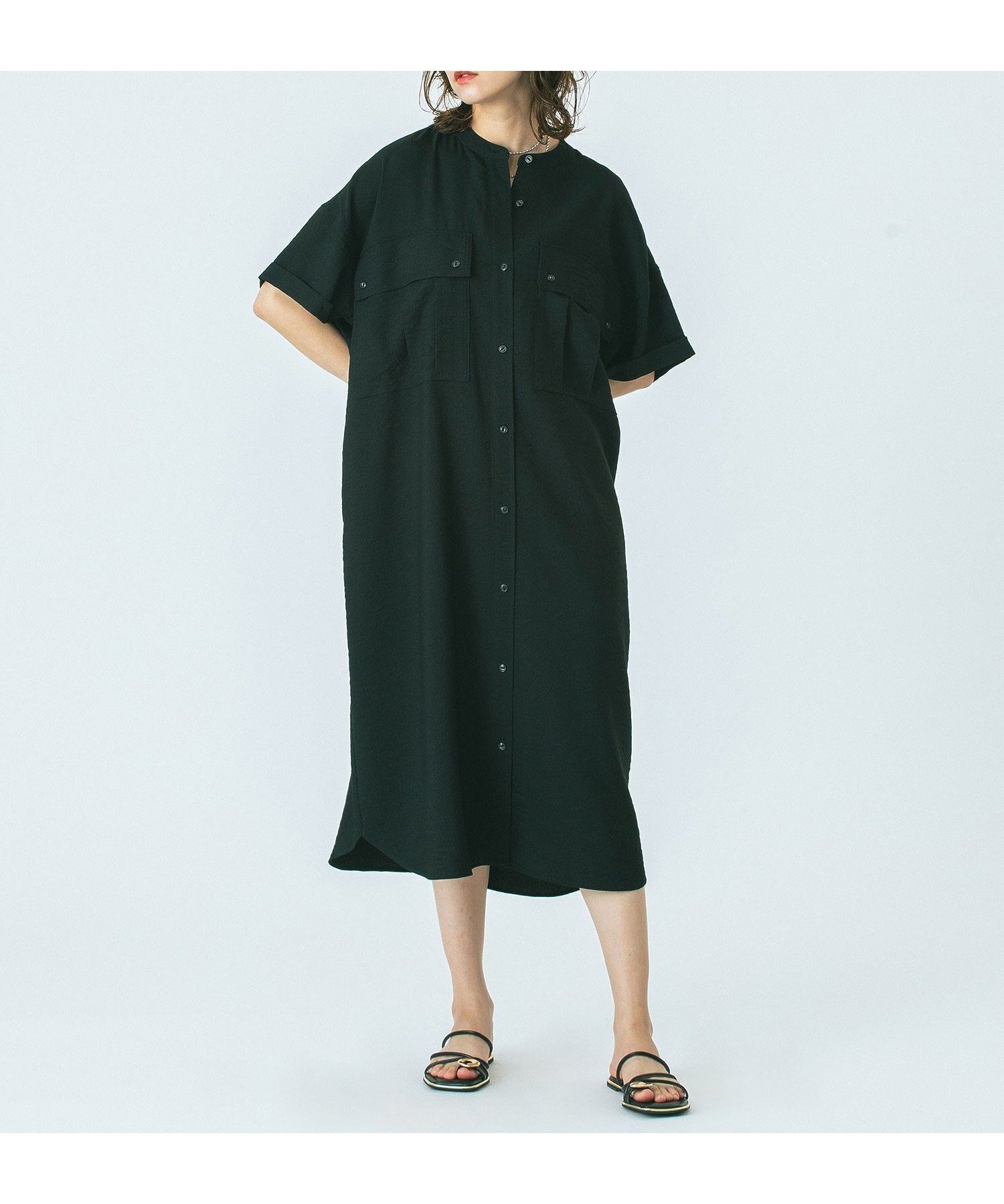 【ローズバッド/ROSE BUD】のGENE HEAVENS/WORK POCKET SHIRT DRESS インテリア・キッズ・メンズ・レディースファッション・服の通販 founy(ファニー) 　ファッション　Fashion　レディースファッション　Ladies' Fashion Online　トップス・カットソー　Tops/Tshirt　シャツ/ブラウス　Shirts/Blouses　ロング / Tシャツ　T-Shirts　ワンピース　Dress　ドレス　Party Dresses　エレガント 上品　Elegant　シンプル　Simple　ジーンズ　Jeans　バランス　Balance　フロント　Front　ボトム　Bottom　ポケット　Pocket　羽織　Haori　リラックス　Relax　ワーク　Work　おすすめ　Recommend　BLACK|ID: prp329100004595318 ipo3291000000032651628