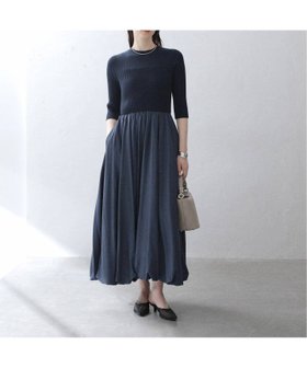 【ラ トータリテ/La TOTALITE】の【洗える】ハーフスリーブチンツーバルーンワンピース 人気、トレンドファッション・服の通販 founy(ファニー) ファッション Fashion レディースファッション Ladies' Fashion Online ワンピース Dress 2025年 2025 2025春夏・S/S Ss,Spring/Summer,2025 ジュエリー Jewelry タフタ Taffeta ネックレス Necklace パール Pearl エレガント 上品 Elegant 半袖 Short Sleeve 洗える Washable |ID:prp329100004595340
