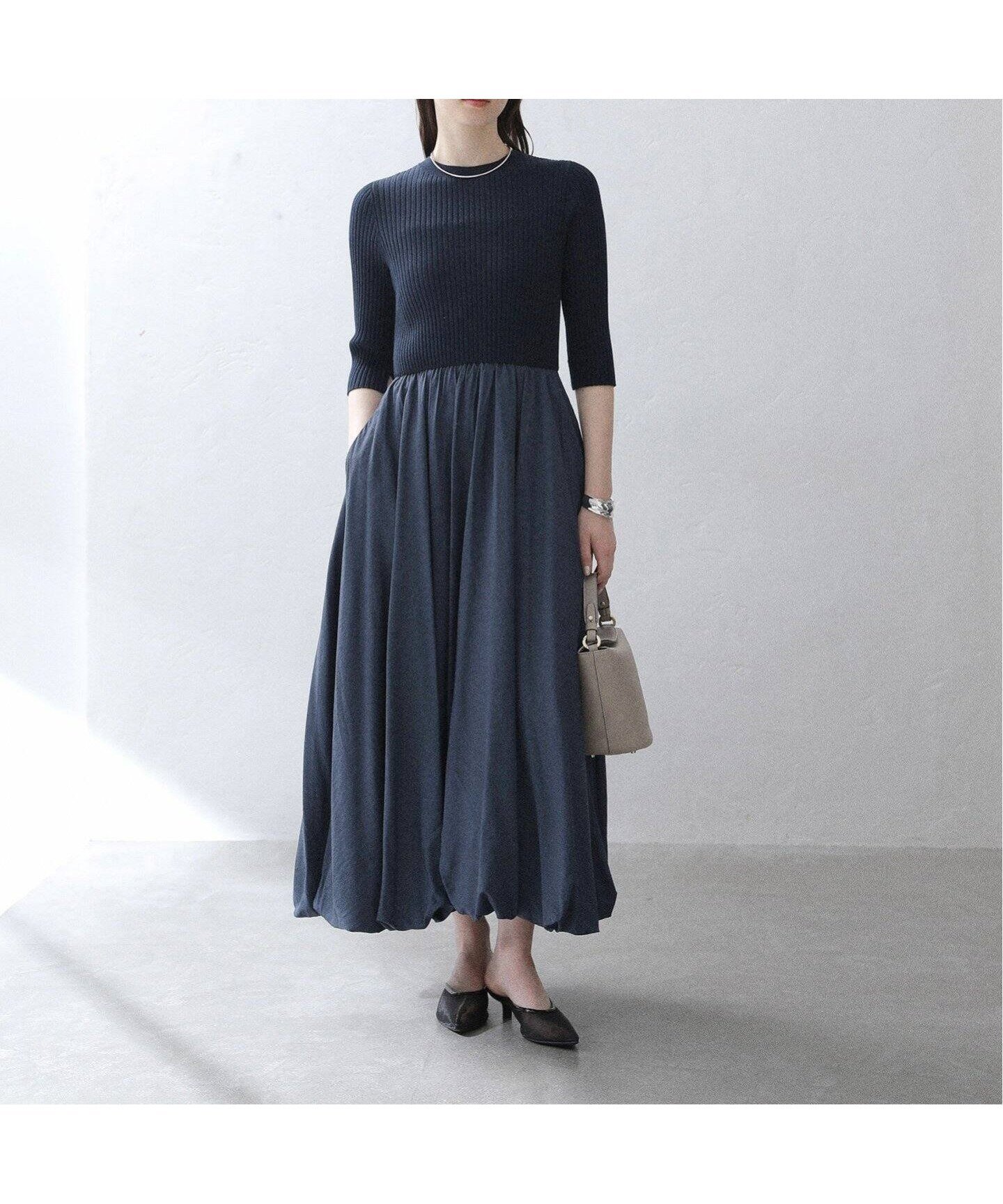 【ラ トータリテ/La TOTALITE】の【洗える】ハーフスリーブチンツーバルーンワンピース 人気、トレンドファッション・服の通販 founy(ファニー) 　ファッション　Fashion　レディースファッション　Ladies' Fashion Online　ワンピース　Dress　2025年　2025　2025春夏・S/S　Ss,Spring/Summer,2025　ジュエリー　Jewelry　タフタ　Taffeta　ネックレス　Necklace　パール　Pearl　エレガント 上品　Elegant　半袖　Short Sleeve　洗える　Washable　 other-1|ID: prp329100004595340 ipo3291000000032651944