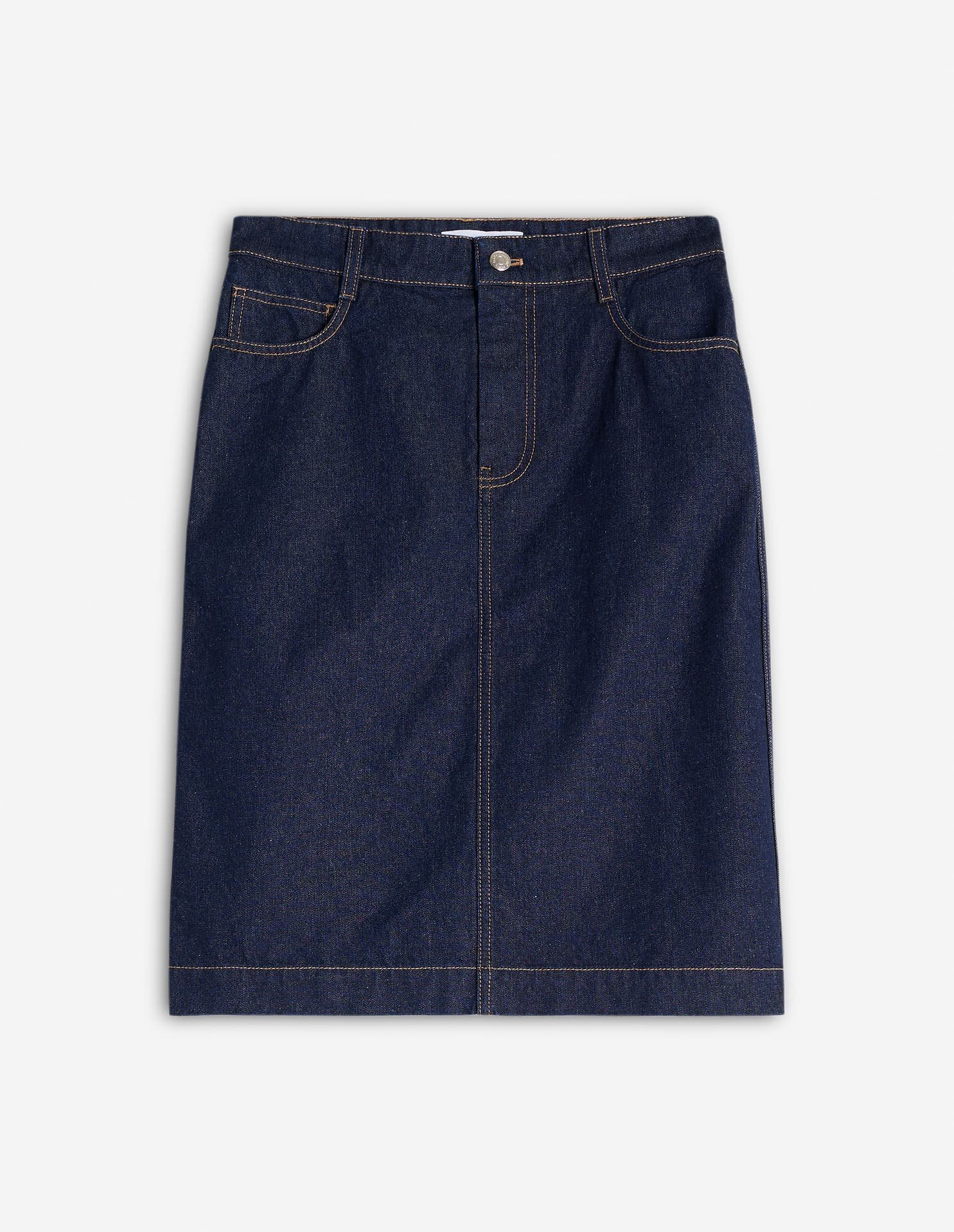 【メゾン キツネ/MAISON KITSUNE】のMAISON KITSUNE/STRAIGHT DENIM SKIRT インテリア・キッズ・メンズ・レディースファッション・服の通販 founy(ファニー) 　ファッション　Fashion　レディースファッション　Ladies' Fashion Online　スカート　Skirt　デニムスカート　Denim Skirts　スリット　Slit　ポケット　Pocket　メタル　Metal　ループ　Loop　夏　Summer　日本製　Made In Japan　S/S・春夏　Ss・Spring/Summer　INDIGO|ID: prp329100004595346 ipo3291000000032651984