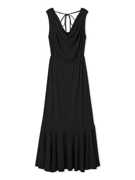 【スナイデル/SNIDEL】の【WEB限定カラーあり】ドレープネックカットワンピース インテリア・キッズ・メンズ・レディースファッション・服の通販 founy(ファニー) 　ファッション　Fashion　レディースファッション　Ladies' Fashion Online　ワンピース　Dress　おすすめ　Recommend　カットソー　Cut And Sew　ストレート　Straight　トレンド　Trend　フィット　Fit　リゾート　Resort　リボン　Ribbon　夏　Summer　旅行　Travel　BLK[009]|ID: prp329100004595374 ipo3291000000032652255