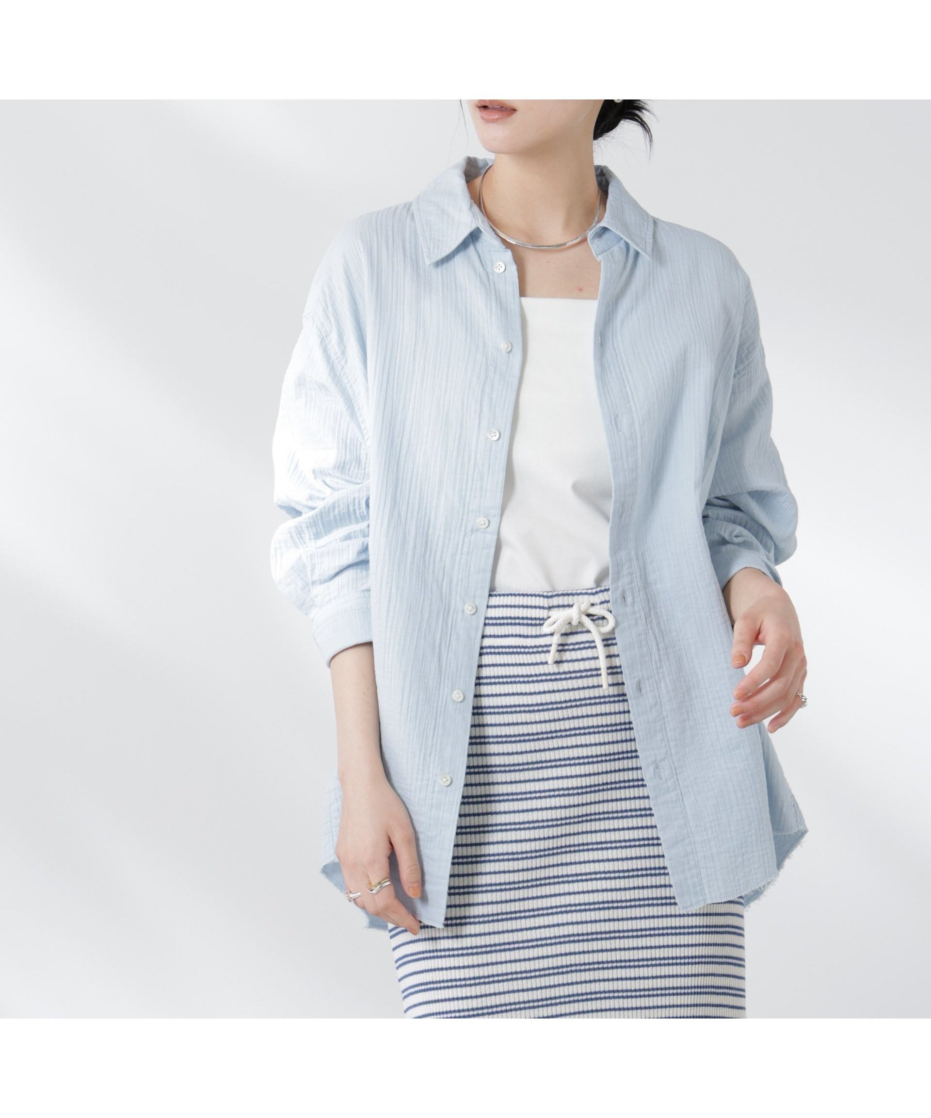 【ナノ ユニバース/nano universe】のGREYCHORD/SANDY BIG オーバーサイズロングスリーブシャツ 人気、トレンドファッション・服の通販 founy(ファニー) 　ファッション　Fashion　レディースファッション　Ladies' Fashion Online　トップス・カットソー　Tops/Tshirt　シャツ/ブラウス　Shirts/Blouses　インナー　Inner　エアリー　Airy　カフス　Cuffs　シンプル　Simple　ビッグ　Big　ベーシック　Basic　リラックス　Relax　おすすめ　Recommend　日本製　Made In Japan　夏　Summer　2025年　2025　2025春夏・S/S　Ss,Spring/Summer,2025　 other-1|ID: prp329100004595375 ipo3291000000032652279