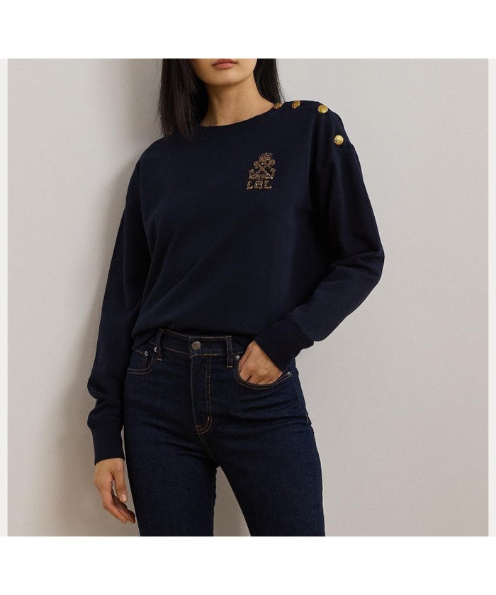 【ラルフローレン/RALPH LAUREN】のボタントリム フレンチ テリー スウェットシャツ インテリア・キッズ・メンズ・レディースファッション・服の通販 founy(ファニー) https://founy.com/ ファッション Fashion レディースファッション Ladies' Fashion Online トップス・カットソー Tops/Tshirt シャツ/ブラウス Shirts/Blouses パーカ Sweats スウェット Sweat ショルダー Shoulder ドロップ Drop 長袖 Long Sleeve フィット Fit フレンチ French メタル Metal リラックス Relax |ID: prp329100004595381 ipo3291000000032652403