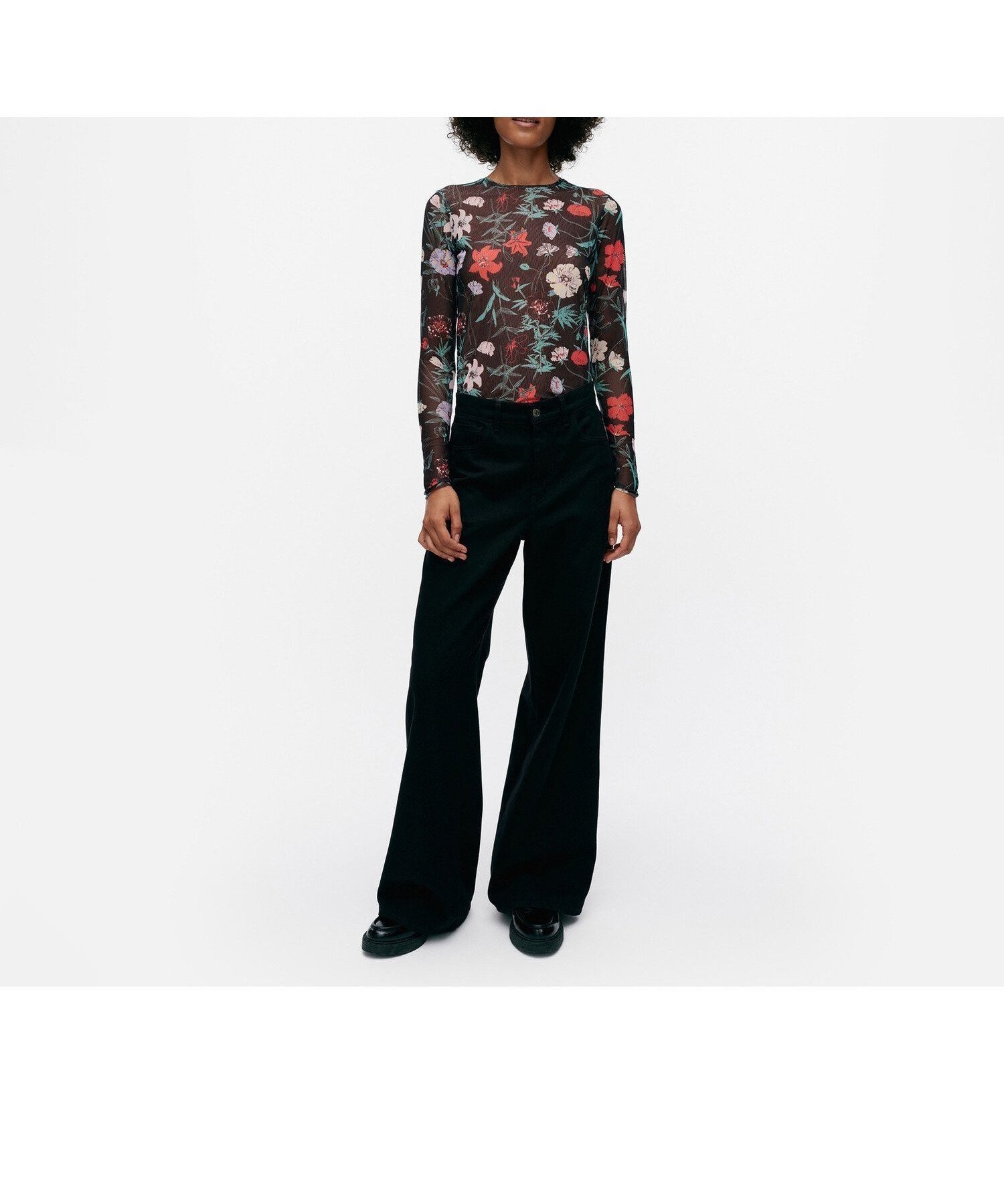 【マリメッコ/marimekko】のVaritys Perenna カットソー インテリア・キッズ・メンズ・レディースファッション・服の通販 founy(ファニー) 　ファッション　Fashion　レディースファッション　Fashion for Women　トップス・カットソー　Cut & Sew Tops　カットソー・ベーシックTシャツ　Cut-and-Sewn Tops / Stretch Tees & Basics　カットソー　Cut and Sewn Top　ガーデン　Garden, Gardening　チューリップ　Tube, Tube Top　メッシュ　Mesh, Net Fabric　モチーフ　Motif, Design Theme　ブラック×ターコイズ×ピンク|ID: prp329100004595385 ipo3291000000032752002