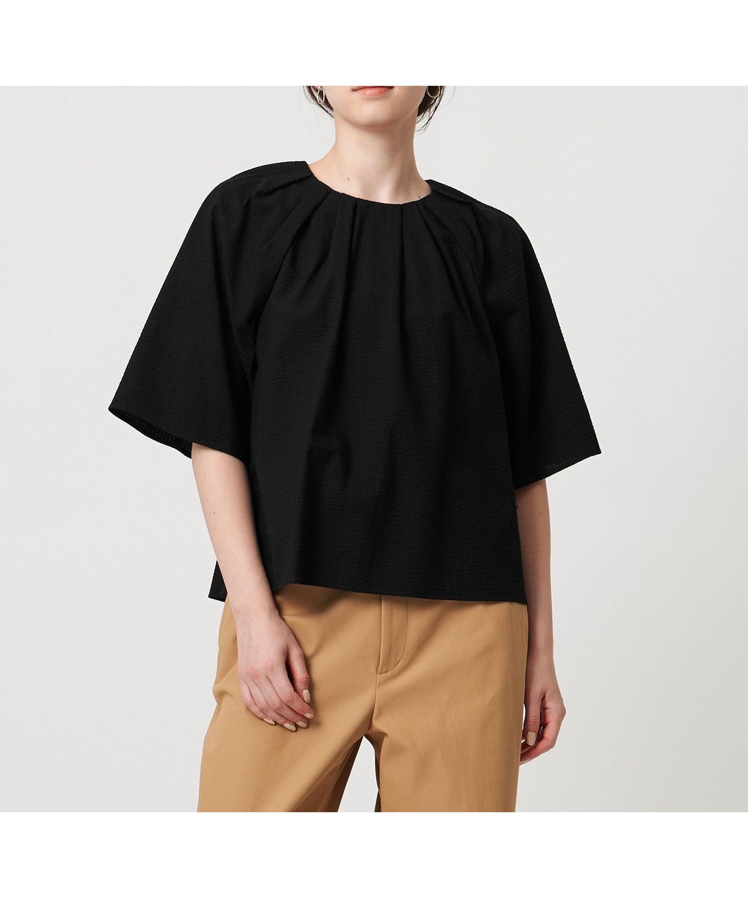 【ユナイテッドアローズ/UNITED ARROWS】のグレインギャザーブラウス -ウォッシャブル - インテリア・キッズ・メンズ・レディースファッション・服の通販 founy(ファニー) 　ファッション　Fashion　レディースファッション　Ladies' Fashion Online　トップス・カットソー　Tops/Tshirt　シャツ/ブラウス　Shirts/Blouses　ウォッシャブル　Washable　セットアップ　Set Up　デニム　Denim　バランス　Balance　フェミニン　Feminine　フラワー　Flower　ボトム　Bottom　リラックス　Relax　おすすめ　Recommend　エレガント 上品　Elegant　BLACK|ID: prp329100004595391 ipo3291000000032652526