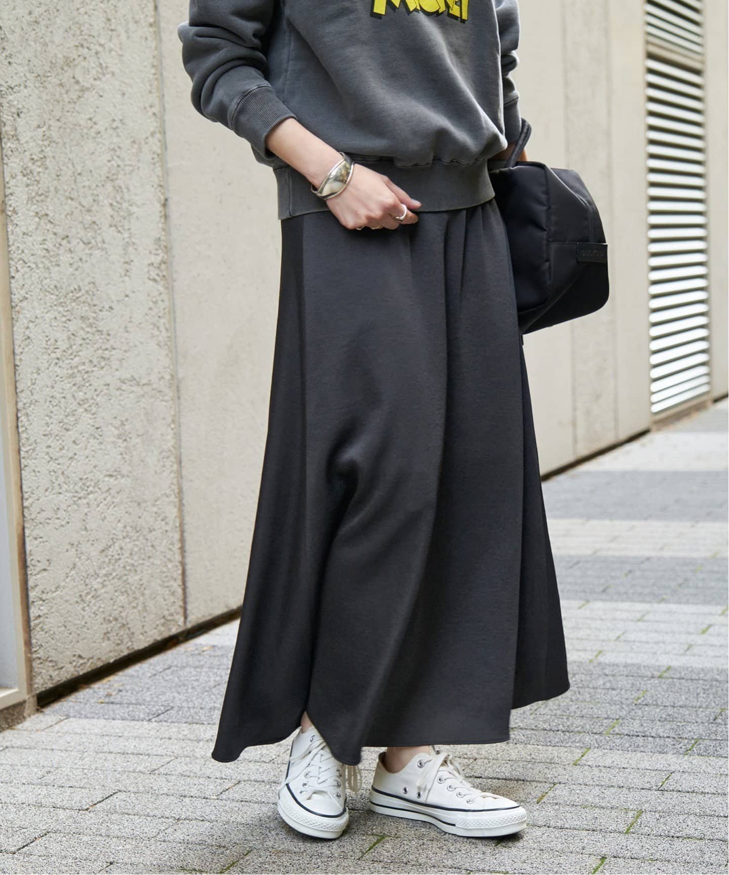 【スピック&スパン/Spick & Span】のジョーゼットサテンスカート インテリア・キッズ・メンズ・レディースファッション・服の通販 founy(ファニー) 　ファッション　Fashion　レディースファッション　Ladies' Fashion Online　スカート　Skirt　おすすめ　Recommend　サテン　Satin　シンプル　Simple　ジャケット　Jacket　ジョーゼット　Georgette　スウェット　Sweat　バランス　Balance　ブラック|ID: prp329100004595412 ipo3291000000032652773