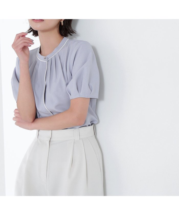 【ナチュラル ビューティー ベーシック/NATURAL BEAUTY BASIC】のリネンライクバイカラーブラウス インテリア・キッズ・メンズ・レディースファッション・服の通販 founy(ファニー) https://founy.com/ ファッション Fashion レディースファッション Ladies' Fashion Online トップス・カットソー Tops/Tshirt シャツ/ブラウス Shirts/Blouses スリーブ Sleeve メランジ Melange エレガント 上品 Elegant |ID: prp329100004595432 ipo3291000000032652983