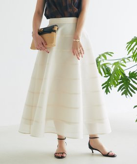 【ラブティックボンボン/La boutique BonBon】の【お上品シルエット・低身長サイズあり】シアーサーキュラー切り替えスカート 人気、トレンドファッション・服の通販 founy(ファニー) ファッション Fashion レディースファッション Fashion for Women スカート Skirts おすすめ Recommended / Our Picks カットソー Cut and Sewn Top サテン Satin, Glossy Fabric サンダル Sandals, Summer Shoes シアー Sheer, See-Through シンプル Simple, Minimal ボーダー Border, Stripe ポケット Pocket, Pocket Detail エレガント 上品 Elegant 切替 Switching, Contrast Panel |ID:prp329100004595442