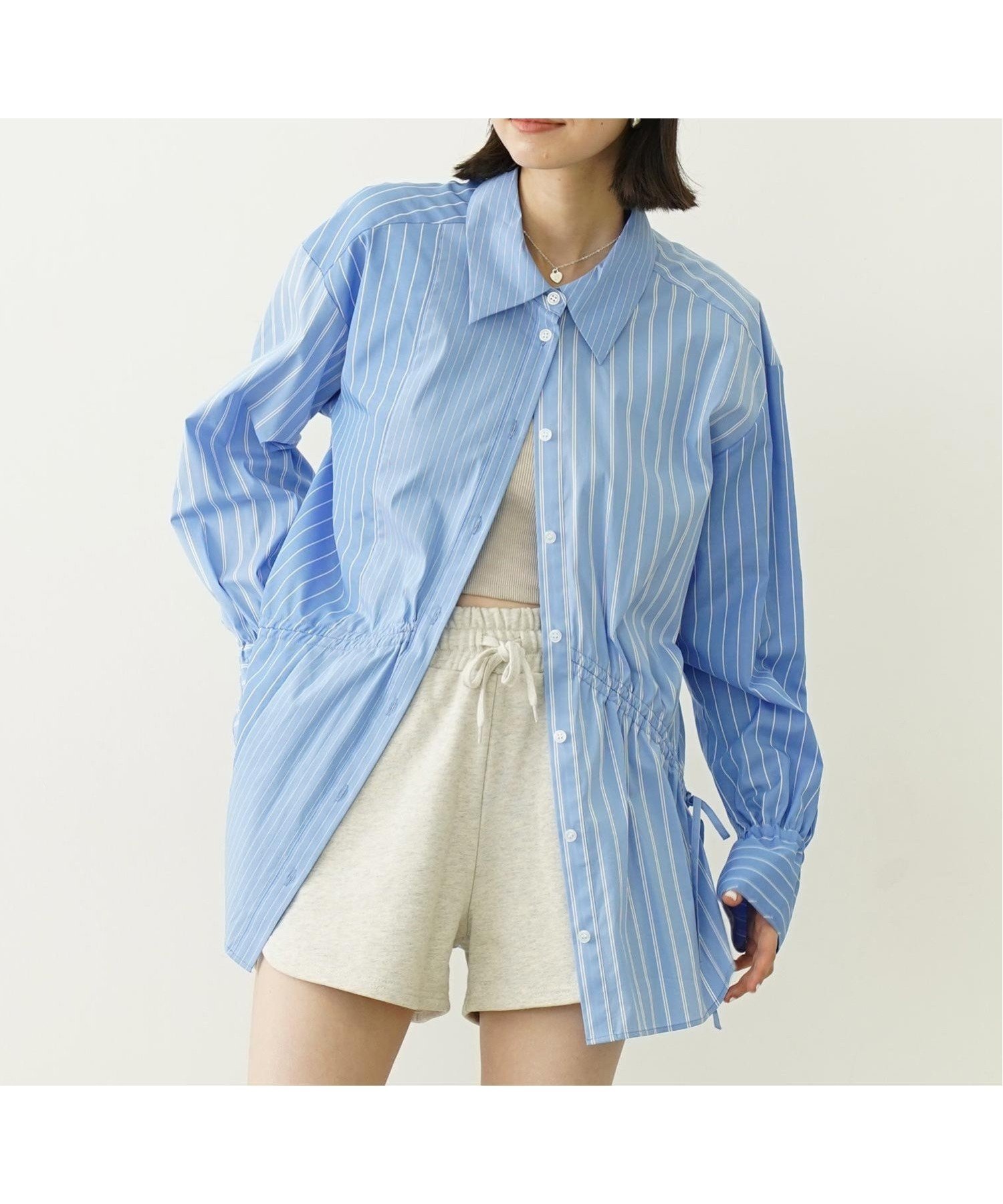 【ミルクフェド/MILKFED.】のSTRIPED SHIRRING SHIRT MILKFED. 人気、トレンドファッション・服の通販 founy(ファニー) 　ファッション　Fashion　レディースファッション　Ladies' Fashion Online　トップス・カットソー　Tops/Tshirt　シャツ/ブラウス　Shirts/Blouses　ギャザー　Gather　ストライプ　Stripe　ドローコード　Draw Cord　バランス　Balance　 other-1|ID: prp329100004595519 ipo3291000000032653638