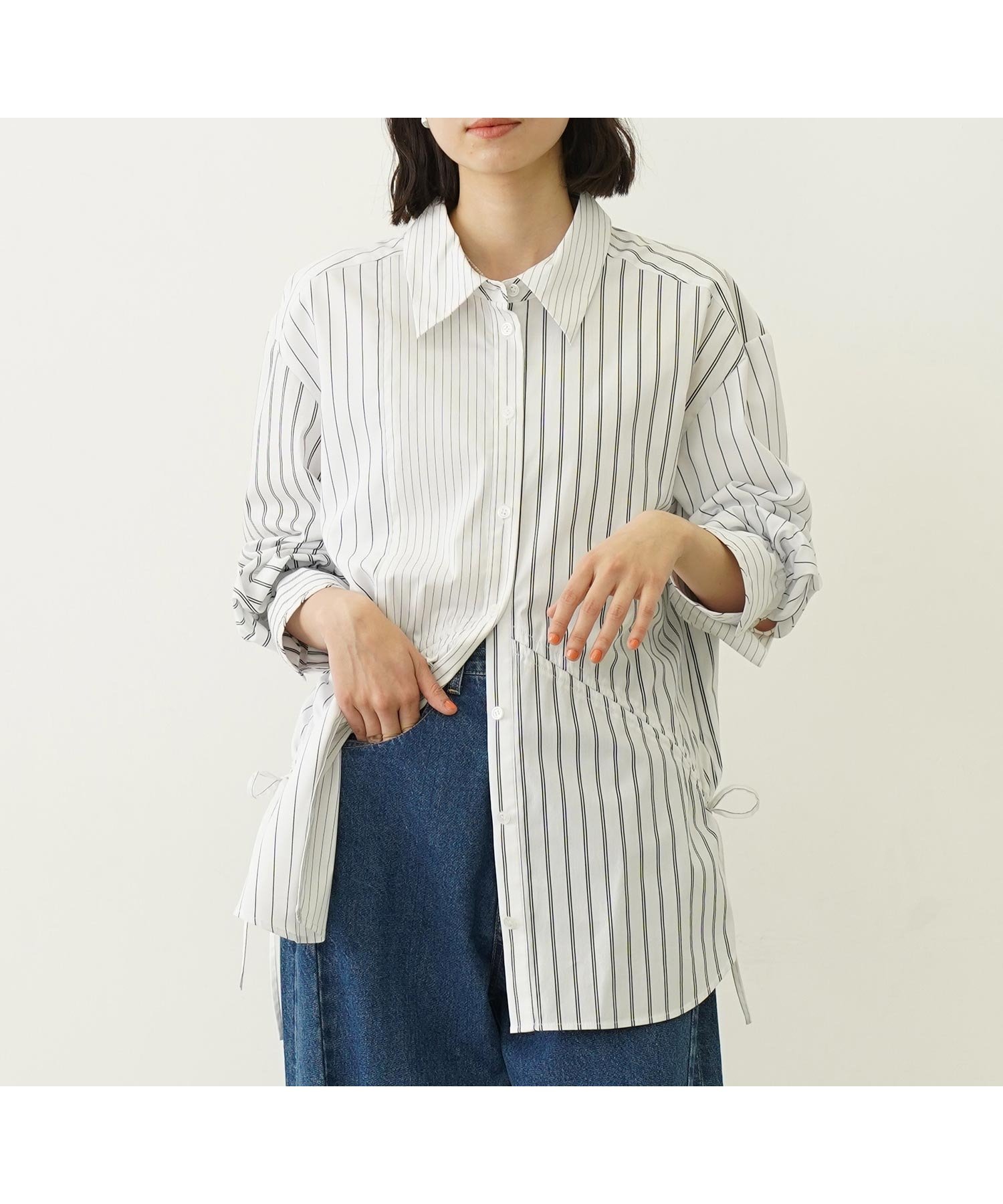 【ミルクフェド/MILKFED.】のSTRIPED SHIRRING SHIRT MILKFED. インテリア・キッズ・メンズ・レディースファッション・服の通販 founy(ファニー) 　ファッション　Fashion　レディースファッション　Ladies' Fashion Online　トップス・カットソー　Tops/Tshirt　シャツ/ブラウス　Shirts/Blouses　ギャザー　Gather　ストライプ　Stripe　ドローコード　Draw Cord　バランス　Balance　WHITE|ID: prp329100004595519 ipo3291000000032653647