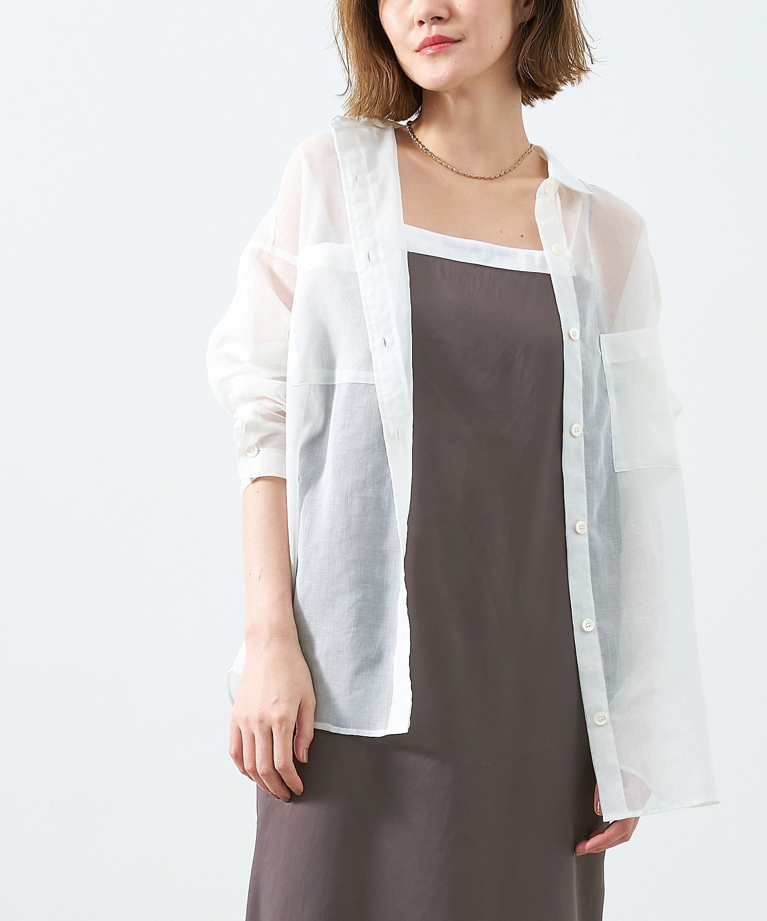 【マイカ ディール/MICA & DEAL】のソフトオーガンジーシャツ インテリア・キッズ・メンズ・レディースファッション・服の通販 founy(ファニー) 　ファッション　Fashion　レディースファッション　Ladies' Fashion Online　トップス・カットソー　Tops/Tshirt　シャツ/ブラウス　Shirts/Blouses　ベーシック　Basic　ポケット　Pocket　おすすめ　Recommend　夏　Summer　OFF WHITE|ID: prp329100004595535 ipo3291000000032653922
