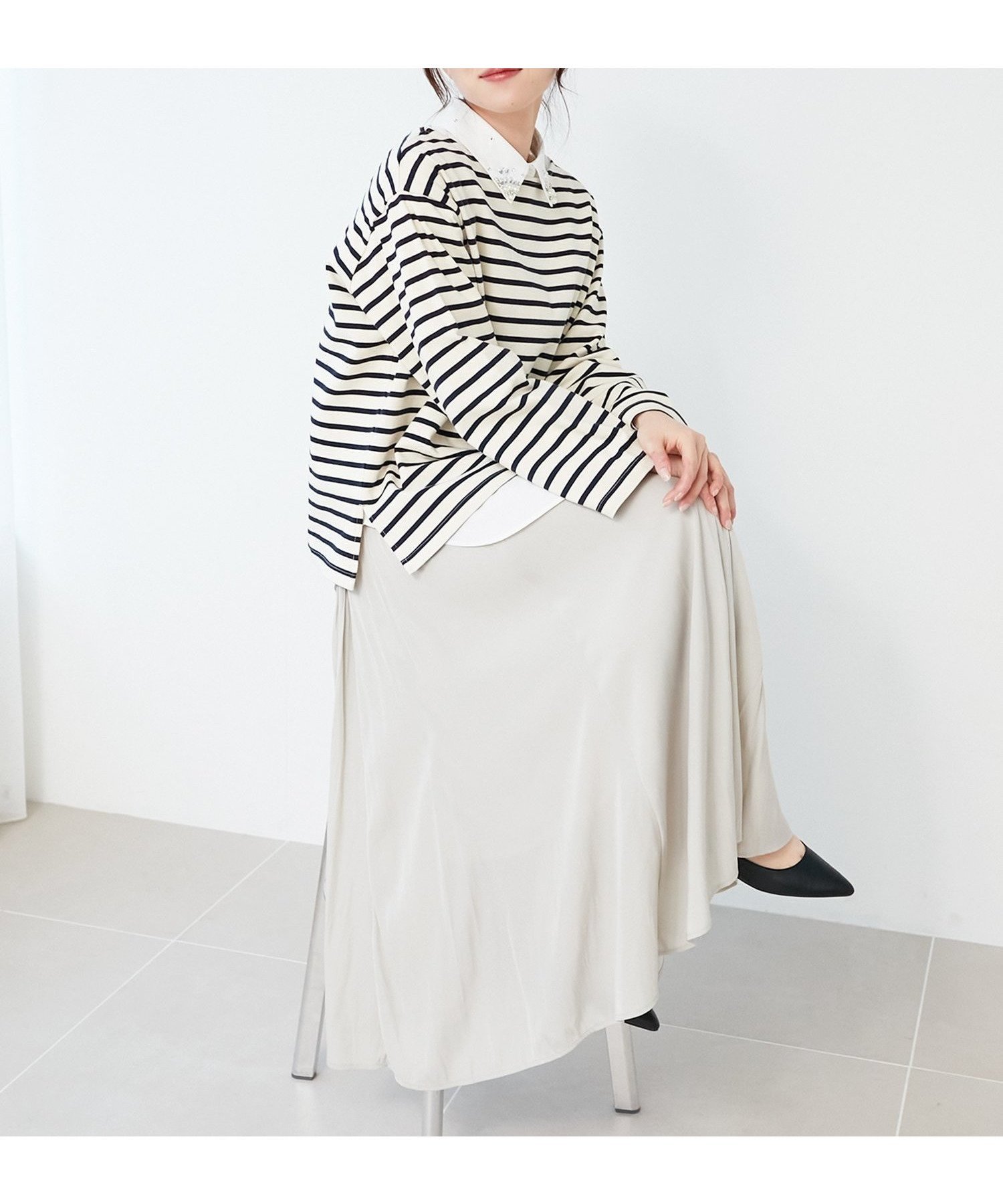 【ルクールブラン/le.coeur blanc】のウエストリブギャザーフレアスカート インテリア・キッズ・メンズ・レディースファッション・服の通販 founy(ファニー) 　ファッション　Fashion　レディースファッション　Fashion for Women　スカート　Skirts　Aライン・フレアスカート　A-Line & Flared Skirts　おすすめ　Recommended / Our Picks　ウェーブ　Wavy Pattern　ギャザー　Gathered, Ruffled　シンプル　Simple, Minimal　フィット　Fit, Slim Fit　フレア　Flare, Flared　グレージュ|ID: prp329100004595541 ipo3291000000032726175
