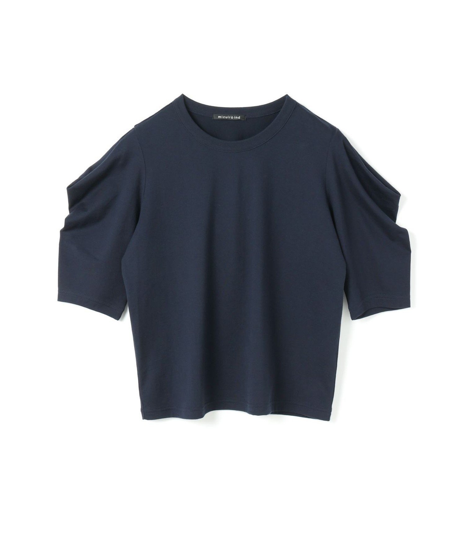 【マーコート/MARcourt】のmizuiro ind ドレープスリーブT インテリア・キッズ・メンズ・レディースファッション・服の通販 founy(ファニー) 　ファッション　Fashion　レディースファッション　Fashion for Women　なめらか　Smooth, Silky Texture　カットソー　Cut and Sewn Top　シルク　Silk, 100% Silk　シンプル　Simple, Minimal　ドレープ　Drape, Draping Fabric　ポケット　Pocket, Pocket Detail　無地　Plain, Solid Color　ネイビー|ID: prp329100004595558 ipo3291000000032654204