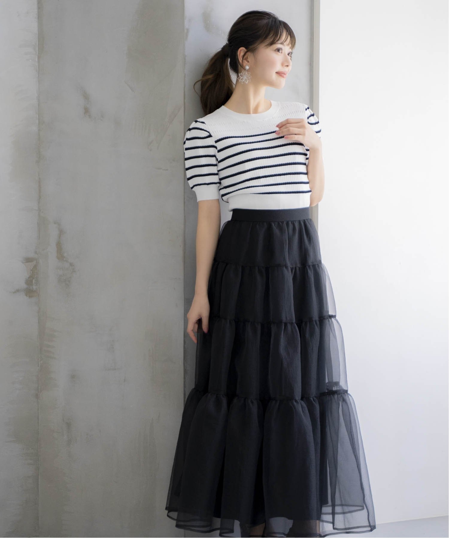 【ノエラ/Noela】のオーガンジーティアードスカート インテリア・キッズ・メンズ・レディースファッション・服の通販 founy(ファニー) 　ファッション　Fashion　レディースファッション　Ladies' Fashion Online　スカート　Skirt　ティアードスカート　Tiered Skirts　チュール　Tulle　ティアードスカート　Tiered Skirt　ポケット　Pocket　ブラック|ID: prp329100004595571 ipo3291000000032654328