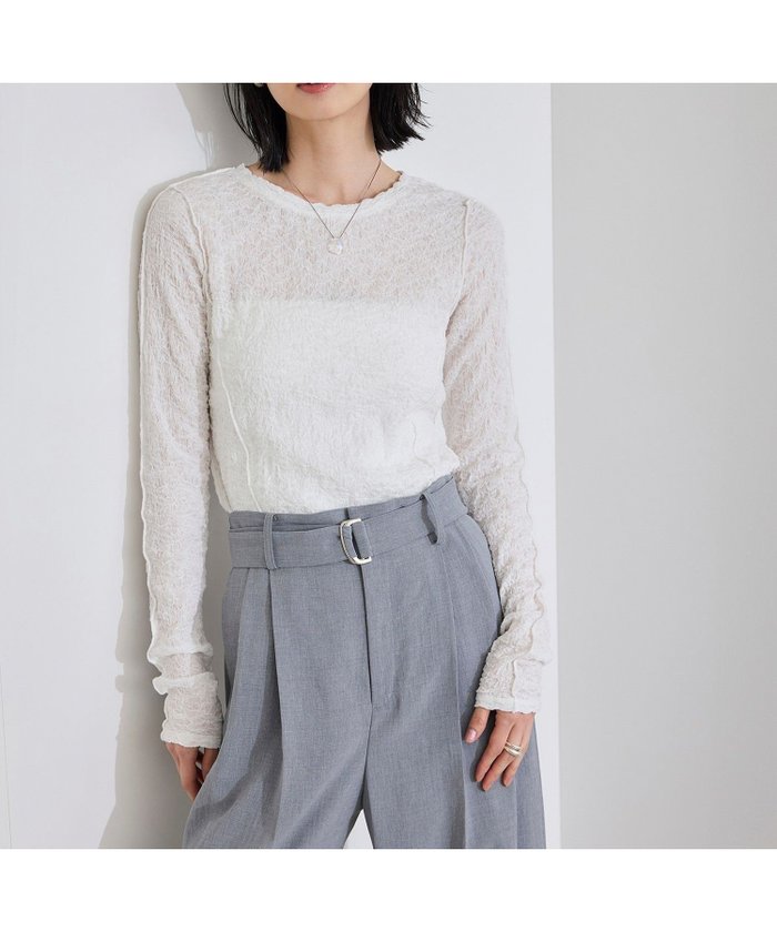 【ロペ/ROPE'】の【WEB・一部店舗限定】ストレッチシアー レースカットソー/洗える インテリア・キッズ・メンズ・レディースファッション・服の通販 founy(ファニー) https://founy.com/ ファッション Fashion レディースファッション Ladies' Fashion Online トップス・カットソー Tops/Tshirt カットソー Cut and Sewn おすすめ Recommend シアー Sheer シンプル Simple ジャケット Jacket ストレッチ Stretch レース Race 洗える Washable |ID: prp329100004595593 ipo3291000000032654554