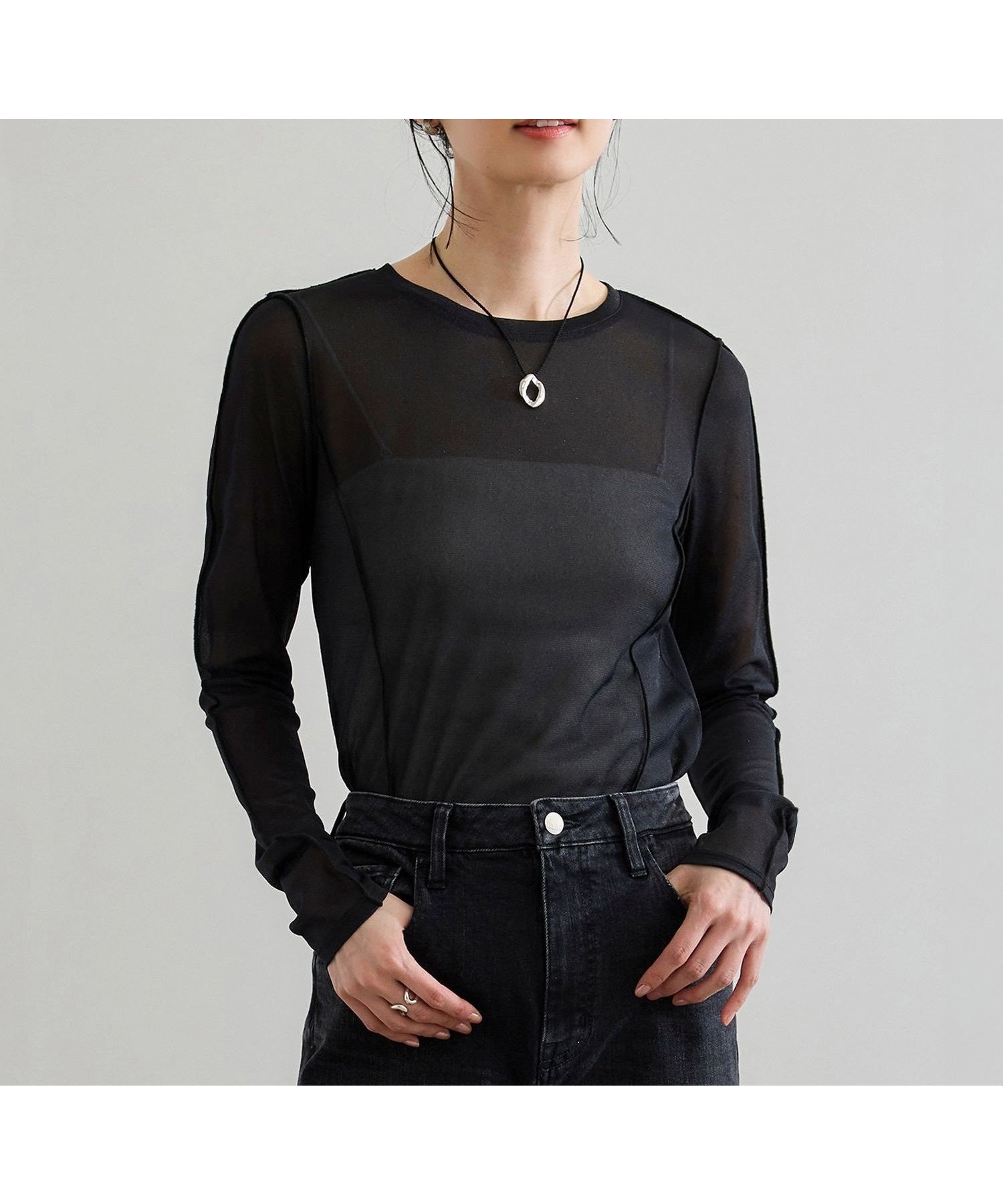 【ロペ/ROPE'】の【WEB・一部店舗限定】ストレッチシアー レースカットソー/洗える インテリア・キッズ・メンズ・レディースファッション・服の通販 founy(ファニー) 　ファッション　Fashion　レディースファッション　Ladies' Fashion Online　トップス・カットソー　Tops/Tshirt　カットソー　Cut and Sewn　おすすめ　Recommend　シアー　Sheer　シンプル　Simple　ジャケット　Jacket　ストレッチ　Stretch　レース　Race　洗える　Washable　ブラック(01)|ID: prp329100004595593 ipo3291000000032654559