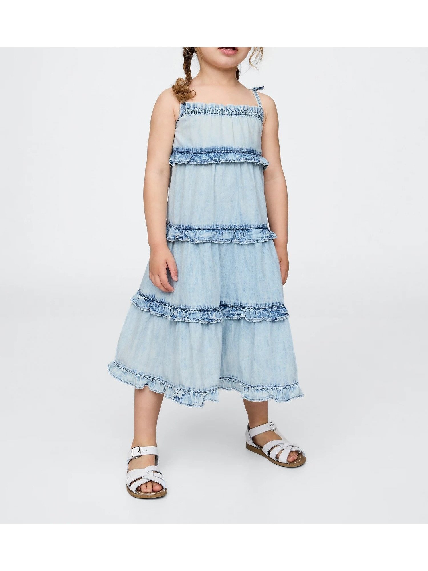 【ギャップ/GAP / KIDS】のラッフルフリル ティアード デニムワンピース (幼児・ベビー) 人気、トレンドファッション・服の通販 founy(ファニー) 　ファッション　Fashion　キッズファッション　KIDS Children’s Clothing　ワンピース　Dress/Kids　スクエア　Square　ティアード　Tiered　デニム　Denim　ベビー　Baby　 other-1|ID: prp329100004595594 ipo3291000000032654564