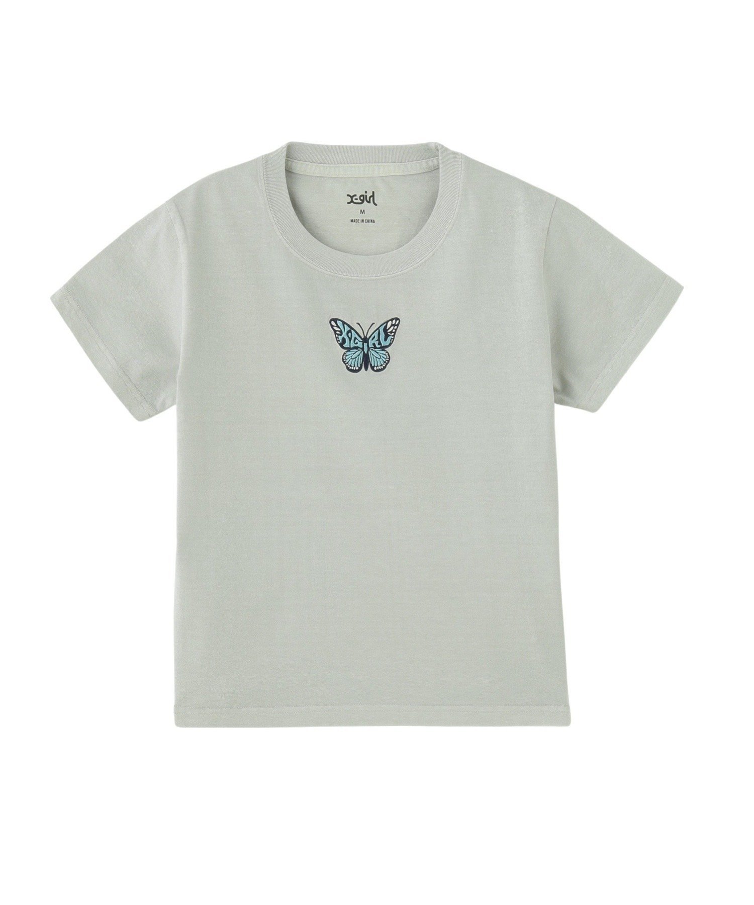 【エックスガール/X-girl】のBUTTERFLY PIGMENT DYED S/S BABY TEE インテリア・キッズ・メンズ・レディースファッション・服の通販 founy(ファニー) 　ファッション　Fashion　レディースファッション　Ladies' Fashion Online　コンパクト　Compact　シンプル　Simple　バタフライ　Butterfly　人気　Popularity　今季　This Season　半袖　Short Sleeve　夏　Summer　S/S・春夏　Ss・Spring/Summer　LtGREY|ID: prp329100004595646 ipo3291000000032655220
