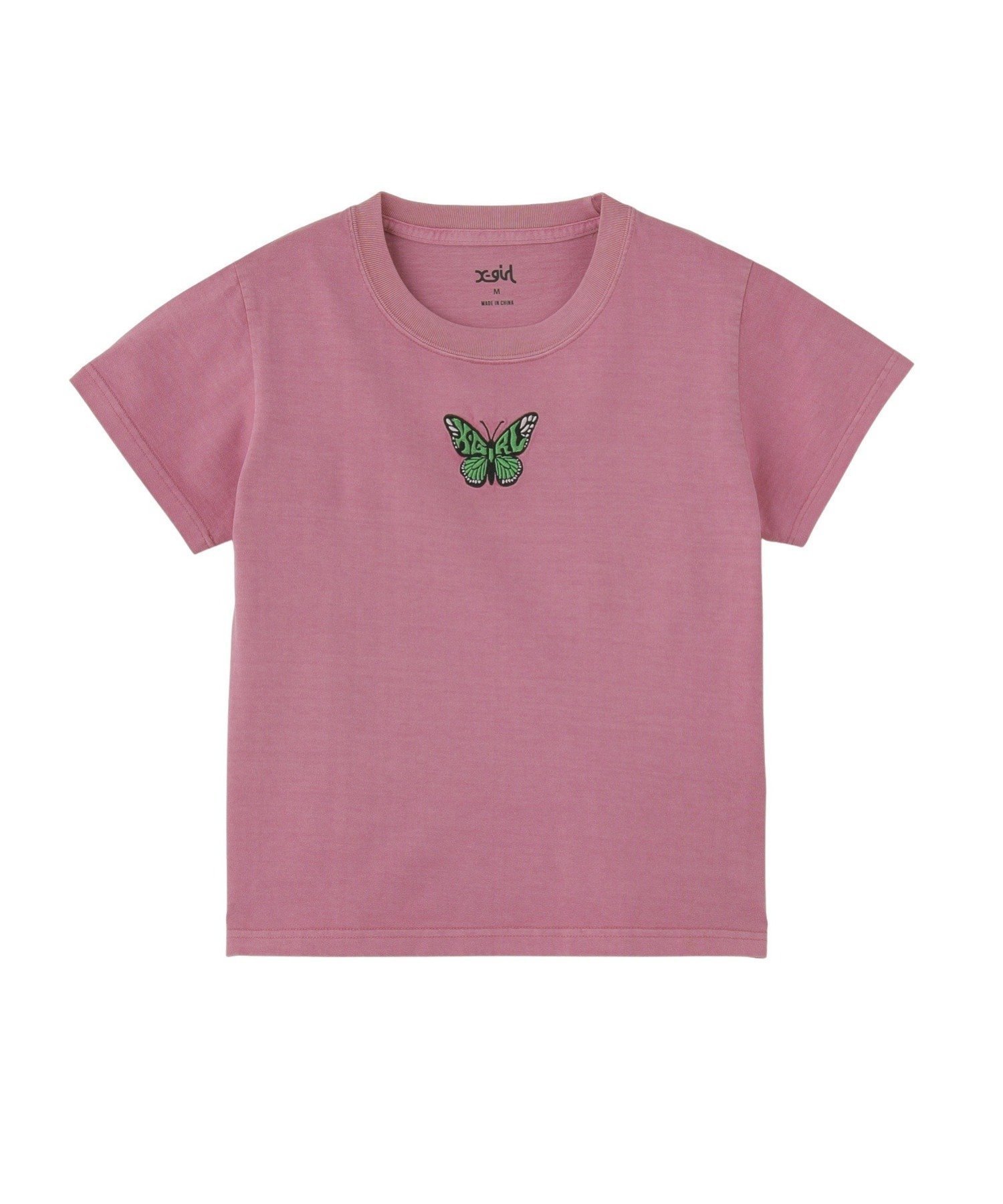 【エックスガール/X-girl】のBUTTERFLY PIGMENT DYED S/S BABY TEE インテリア・キッズ・メンズ・レディースファッション・服の通販 founy(ファニー) 　ファッション　Fashion　レディースファッション　Ladies' Fashion Online　コンパクト　Compact　シンプル　Simple　バタフライ　Butterfly　人気　Popularity　今季　This Season　半袖　Short Sleeve　夏　Summer　S/S・春夏　Ss・Spring/Summer　PINK|ID: prp329100004595646 ipo3291000000032655222